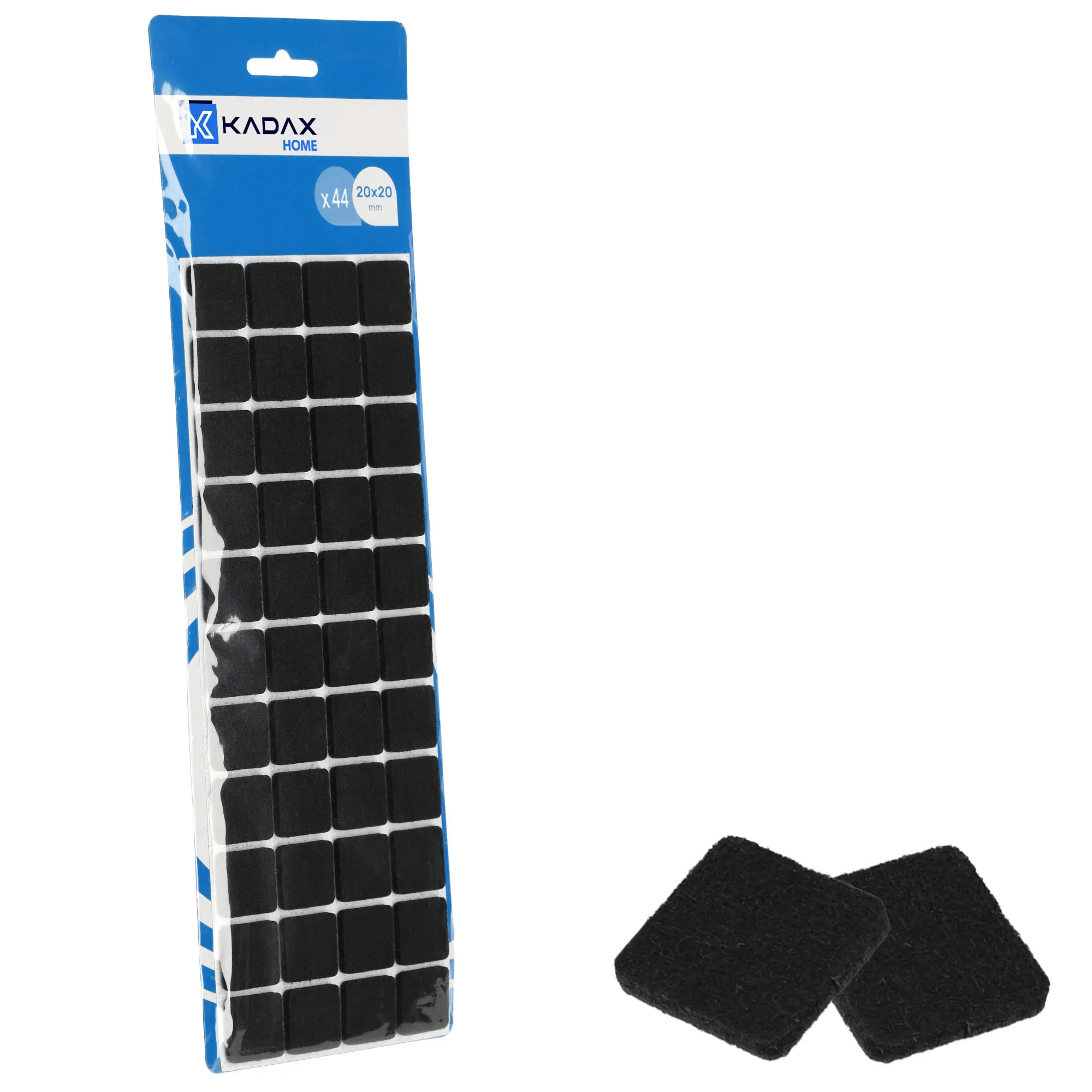 Veltinio pagalvėlės kvadratiniams baldams „Sort“, 20 mm, juodos, 44 vnt. rinkinys