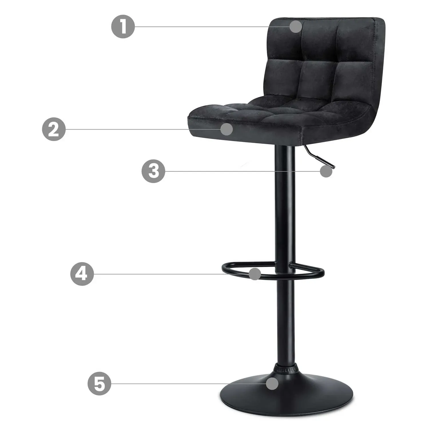 Monro baro kėdė su atlošu, juoda - nuotrauka 1