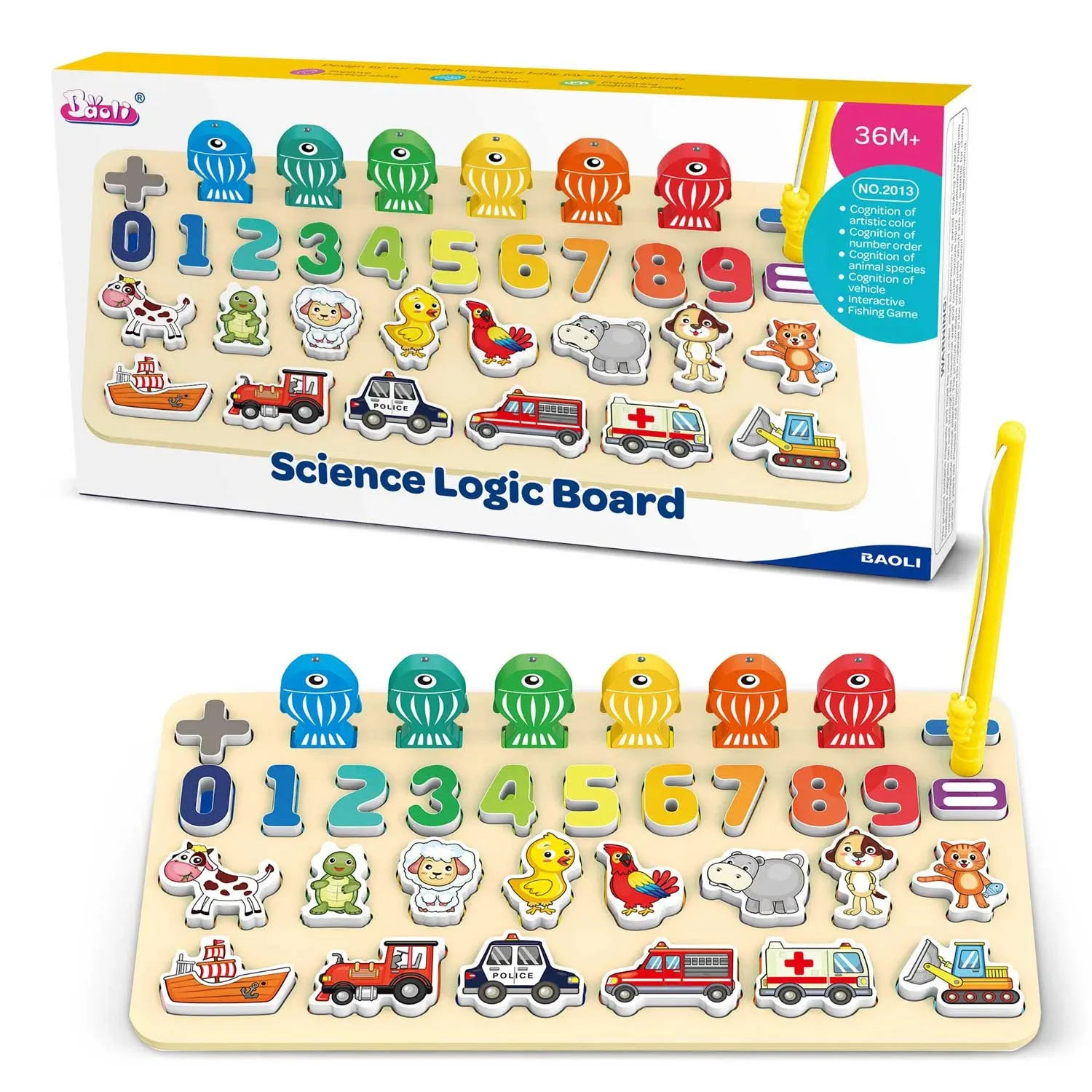 „Ricokids 781400“ edukacinė lenta su skaičiais, gyvūnais ir transporto priemonėmis - nuotrauka 1