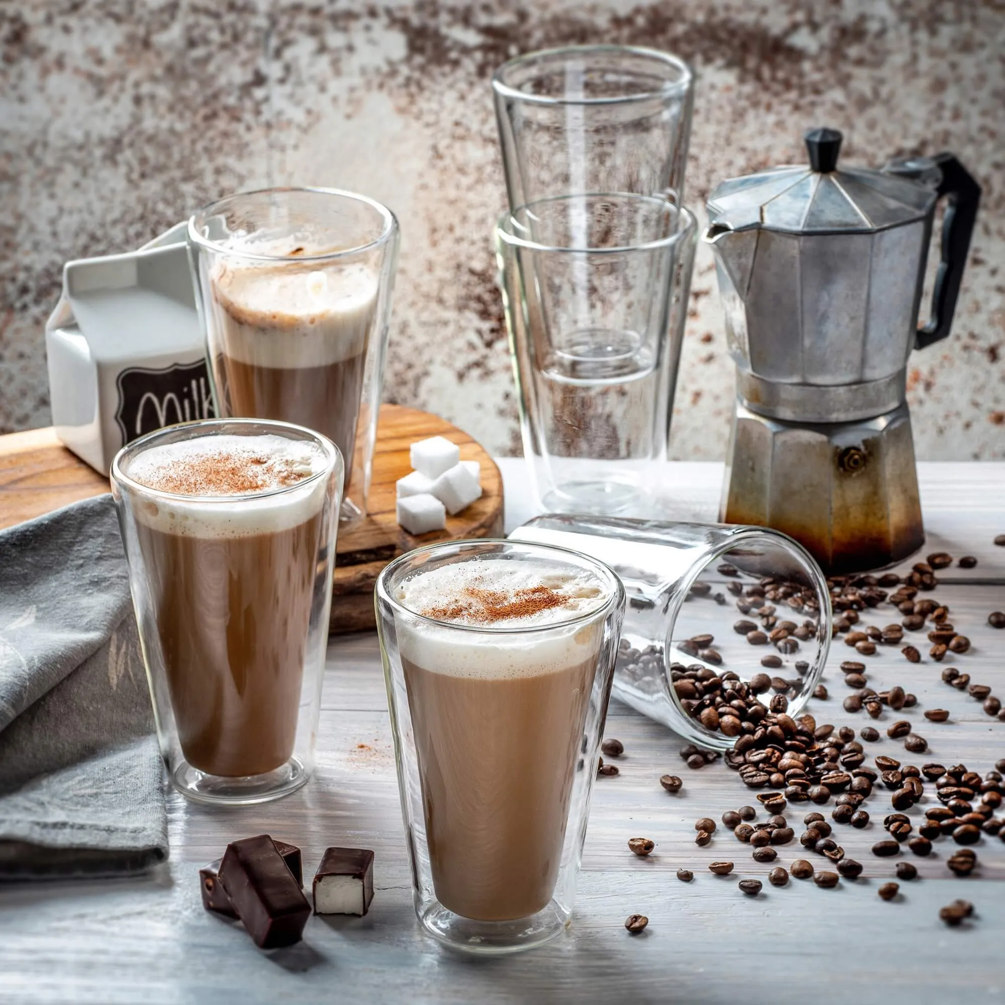 Termosinės kavos stiklinės 380 ml + šaukšteliai 2 vnt.