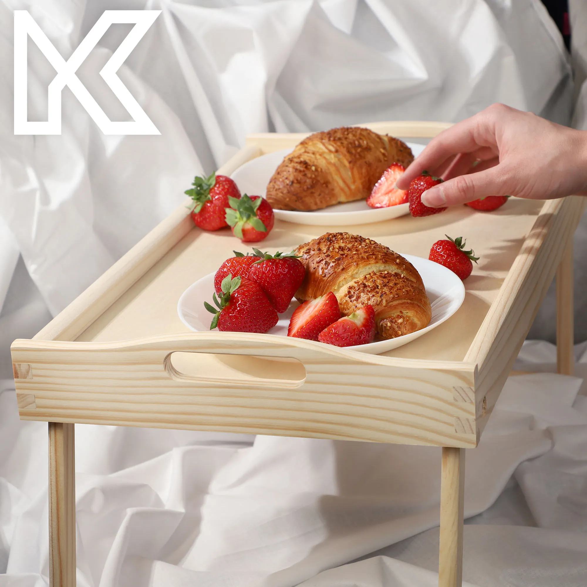 „Solia“ pusryčių stalas, nešiojamam kompiuteriui, 50 cm, natūralus