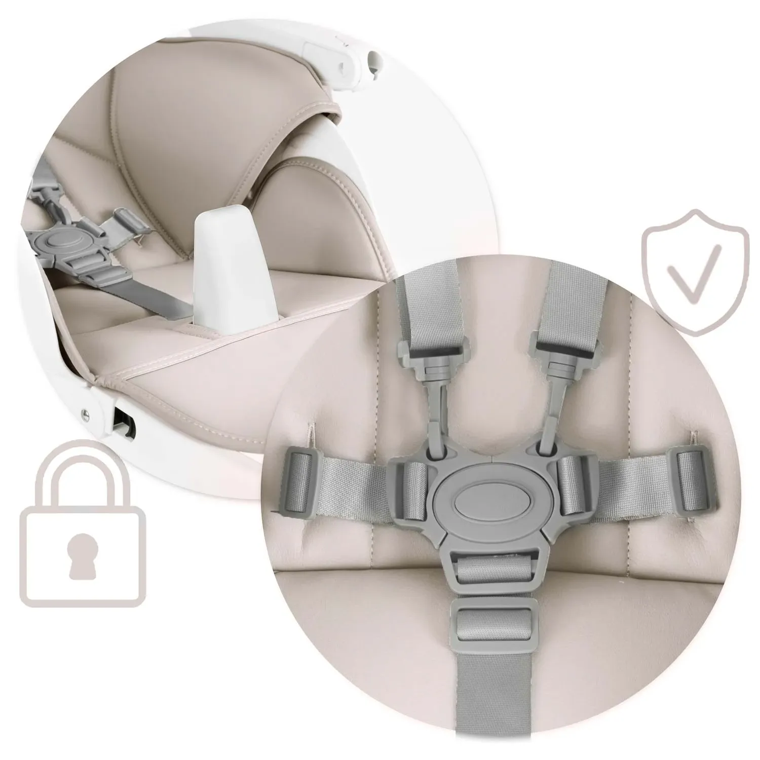 Maitinimo kėdutė su staliuku, Belo šokdynė, pilka + apsauginis lankelis - nuotrauka 1