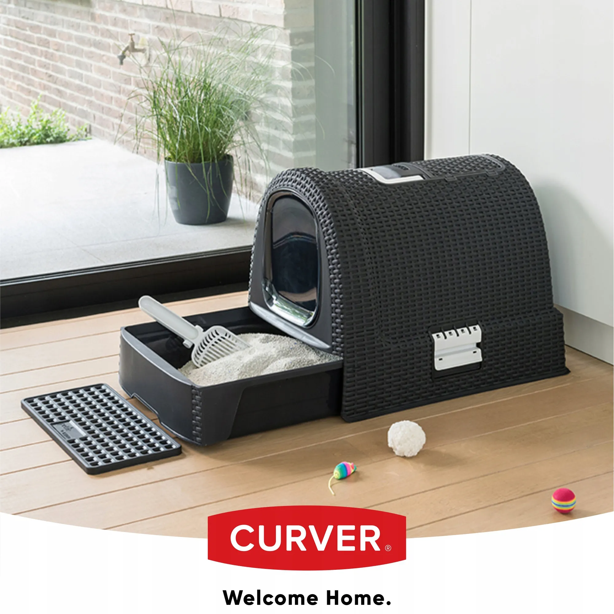 Curver Pet Life kačių kraiko dėžutė + nešioklė, grafito spalvos