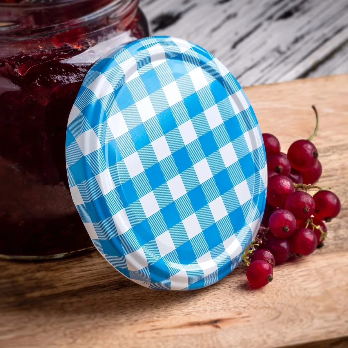 Niva konservavimo stiklainiai 720 ml, 48 vnt., 82 mm + mėlyni tinklelio dangteliai