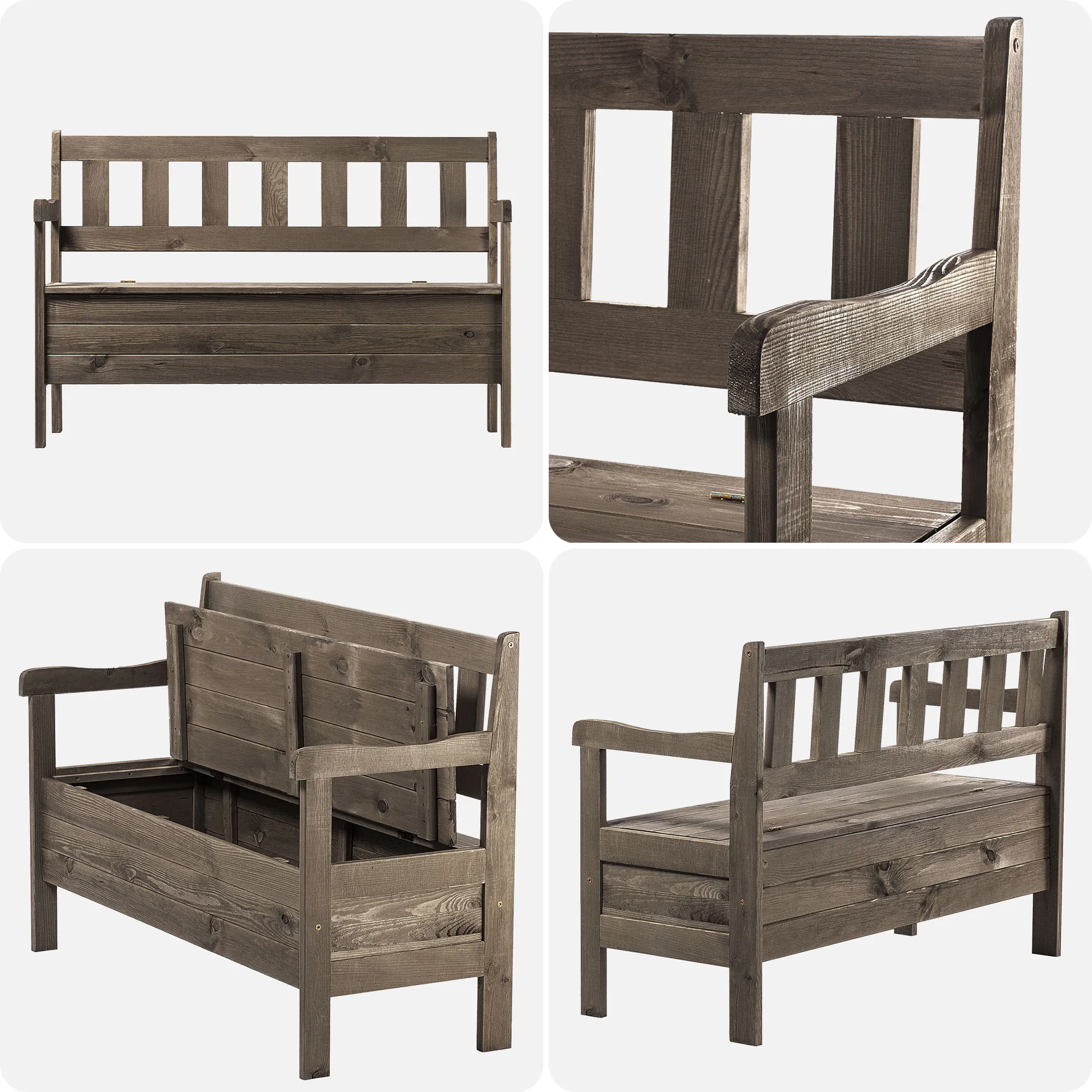 Gravet rudas sodo suolas su skrynia