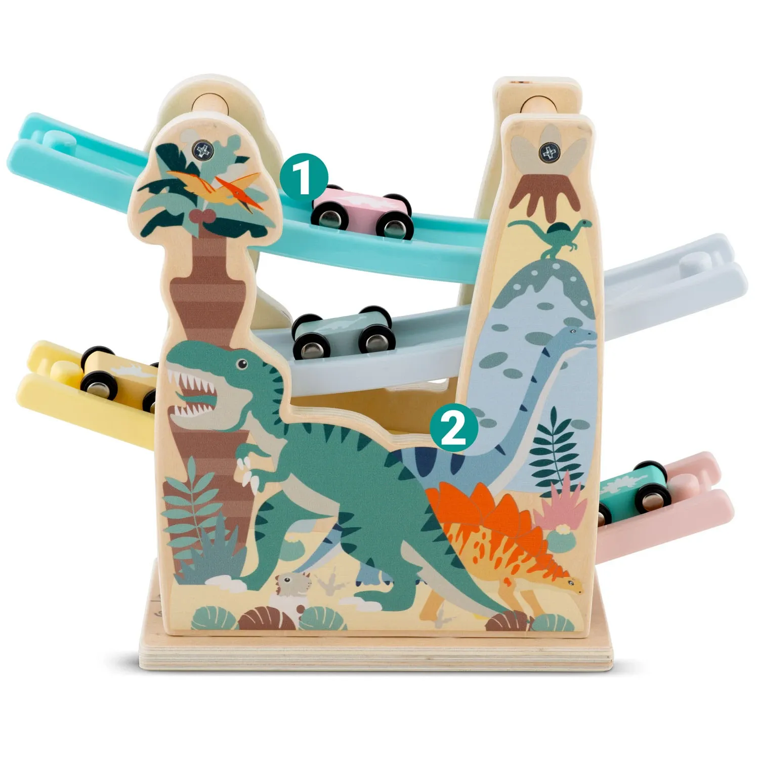 Medinis žaislinis čiuožykla su mašinėlėmis RK-867 Ricokids - nuotrauka 1