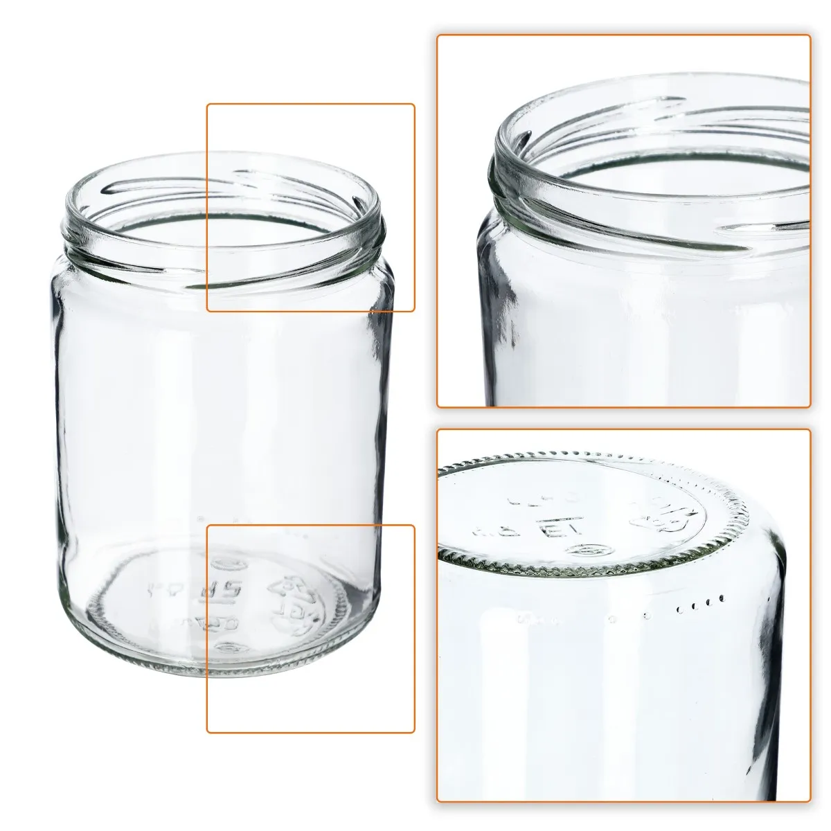 Maki konservavimo stiklainiai 540 ml, 48 vnt., 82 mm + mėlyni tinklelio dangteliai