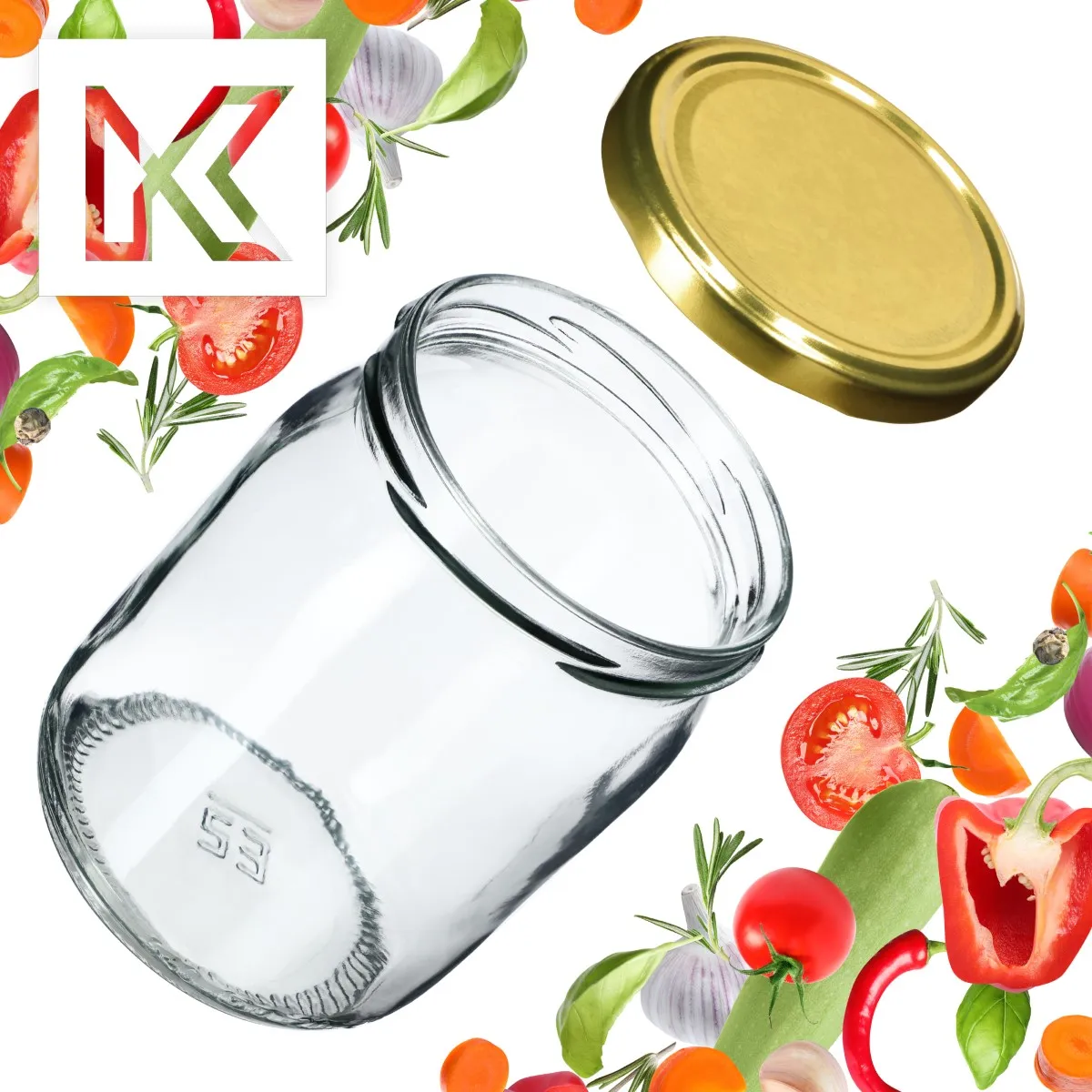 Senos indeliai 540 ml, 16 vnt., 82 mm + auksiniai dangteliai