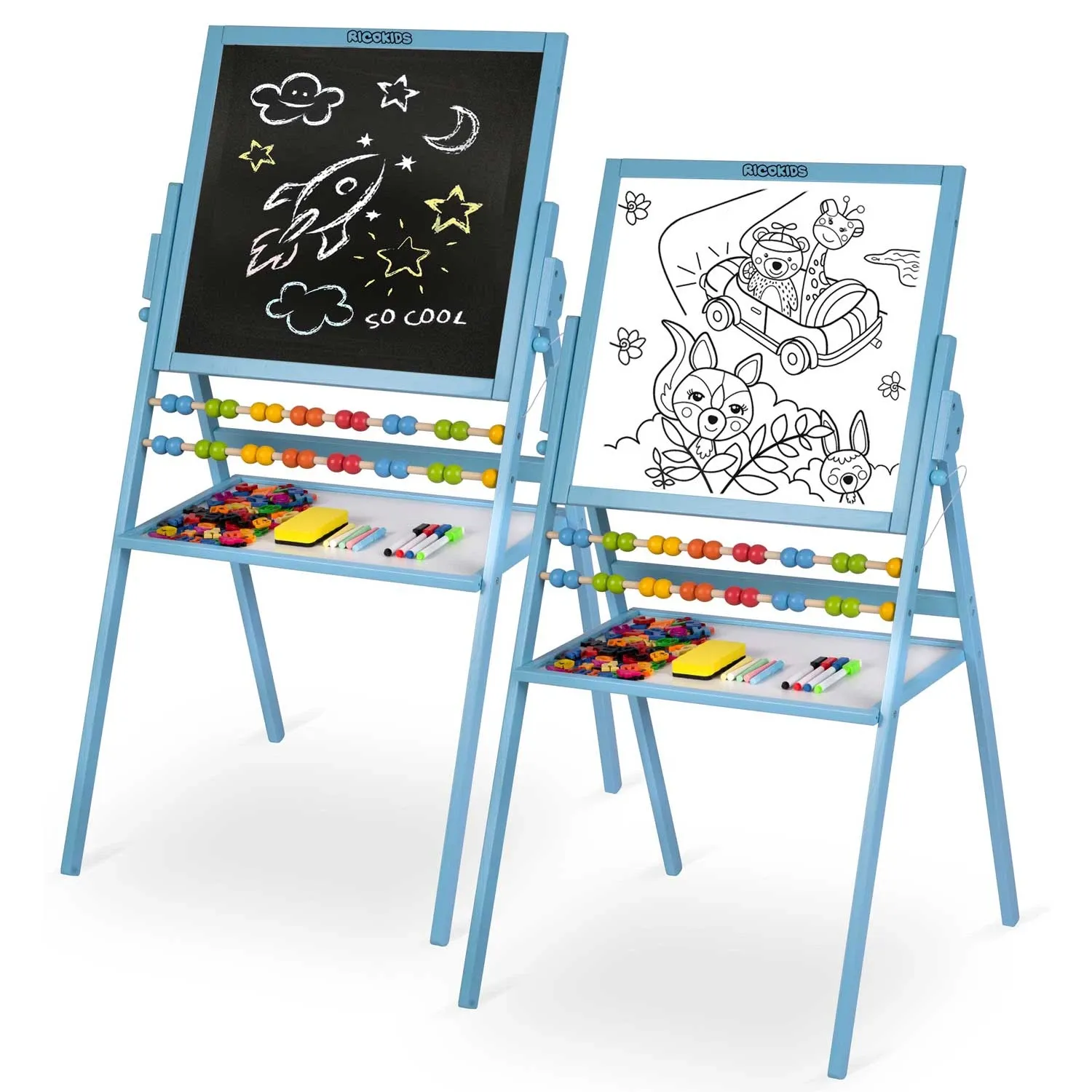 Ricokids magnetinė kreidinė lenta, besisukanti - mėlyna - nuotrauka 1