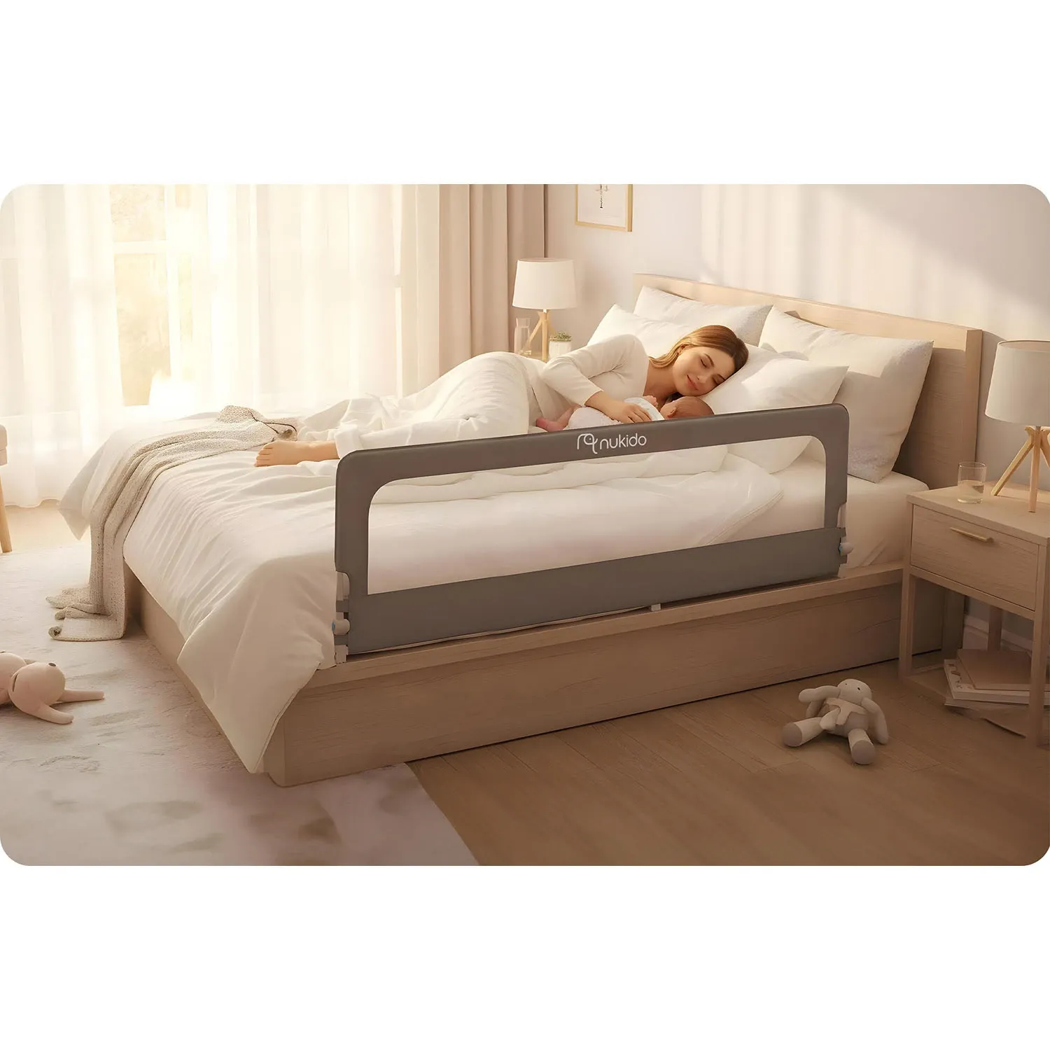 Apsauginė lovos užtvara, apsauginiai varteliai, spyna, 180 cm, Nukido NK-228, pilka - nuotrauka 1