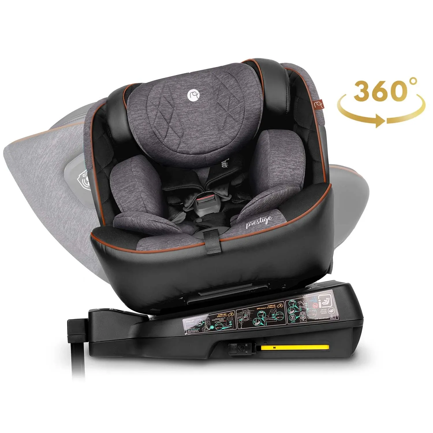„Nukido Prestige Line“ juodos ir pilkos spalvos automobilinė kėdutė, 0-36 kg, su ISOFIX sistema - nuotrauka 1