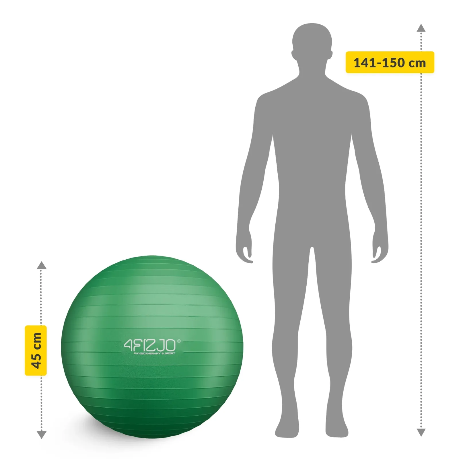Pripučiamas gimnastikos kamuolys 55 cm žalias