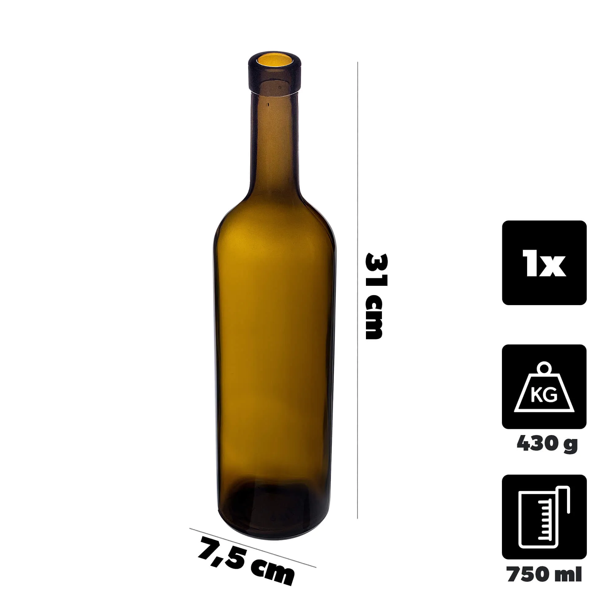 Biagio vyno butelis 750 ml alyvuogių spalvos be kamščio 1 vnt.