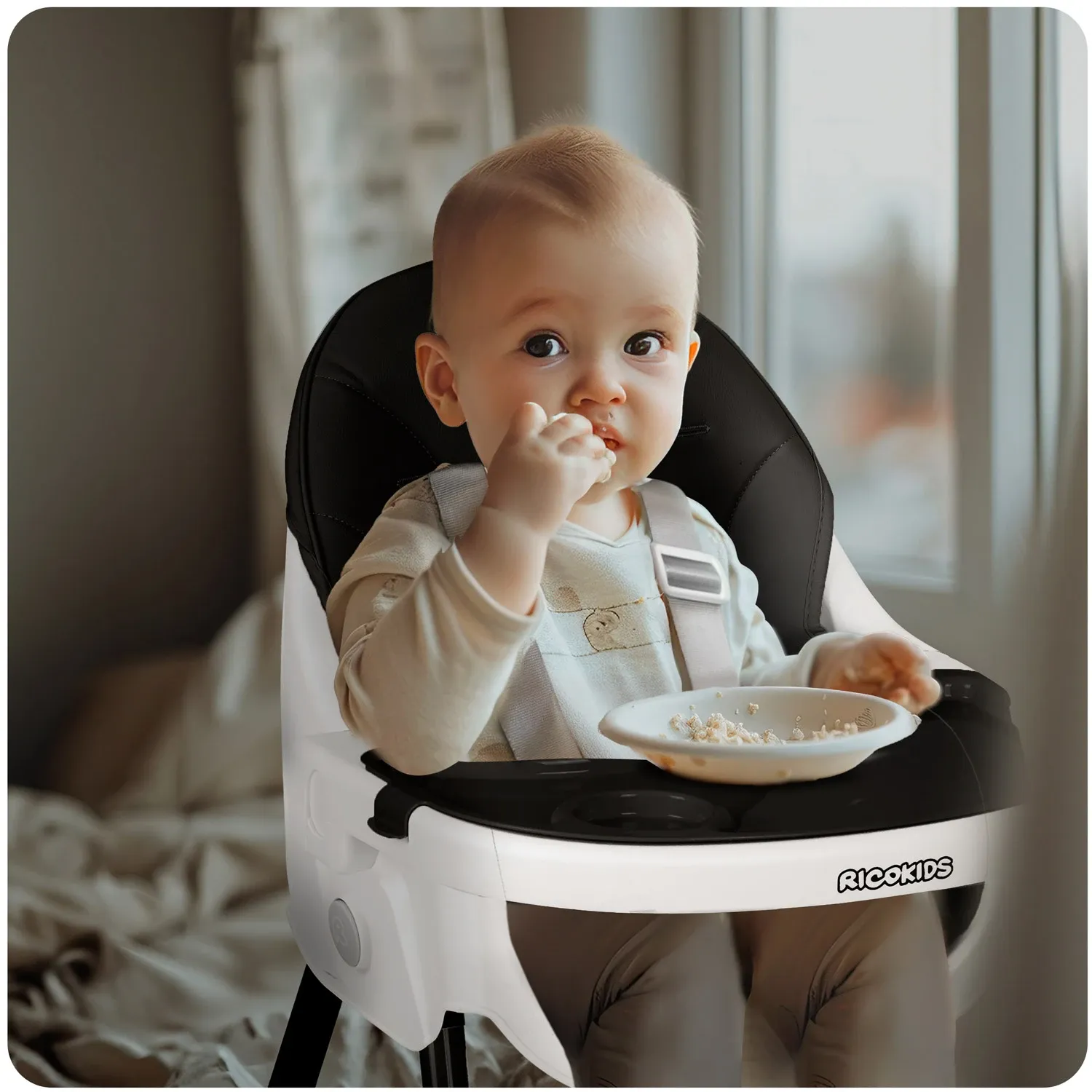 Ricokids Mani maitinimo kėdutė, juoda - nuotrauka 1