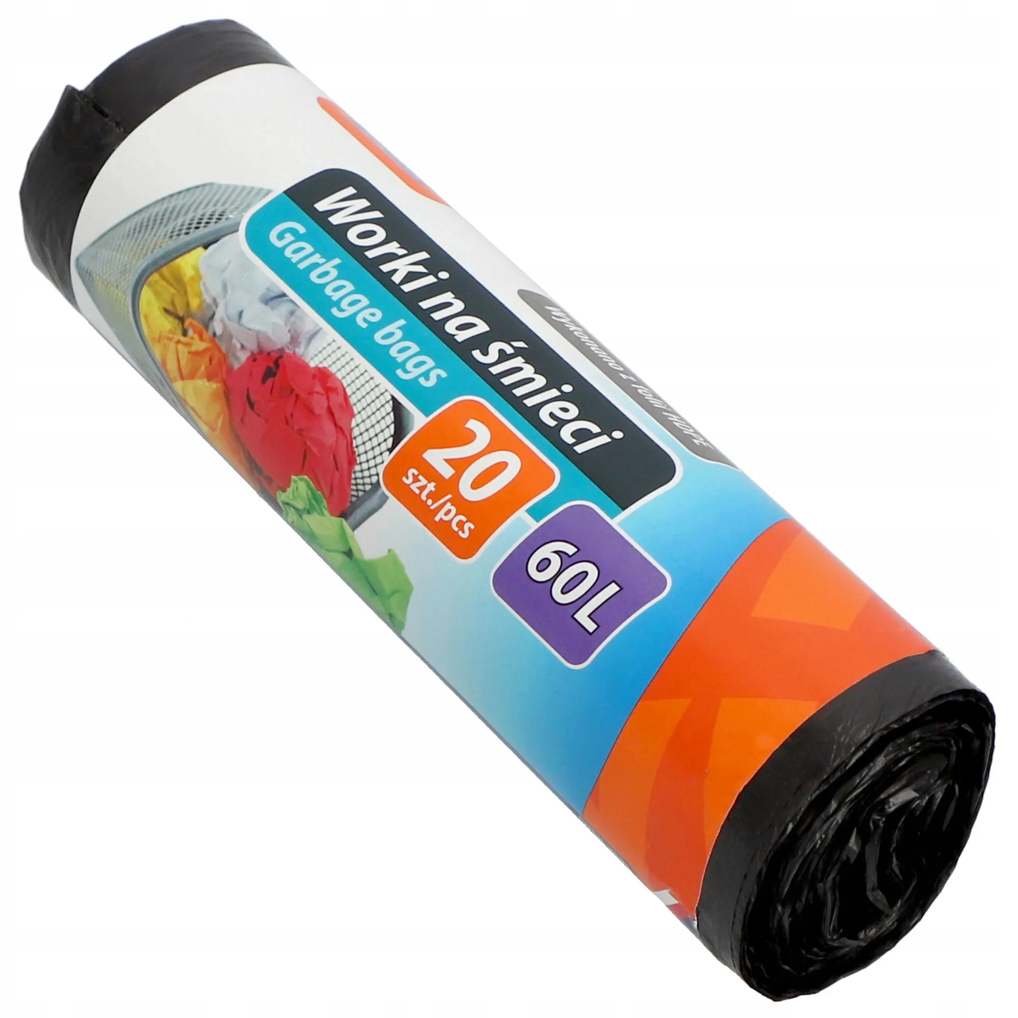 Ravi HDPE šiukšlių maišai, juodi, 60 l, 20 vnt.