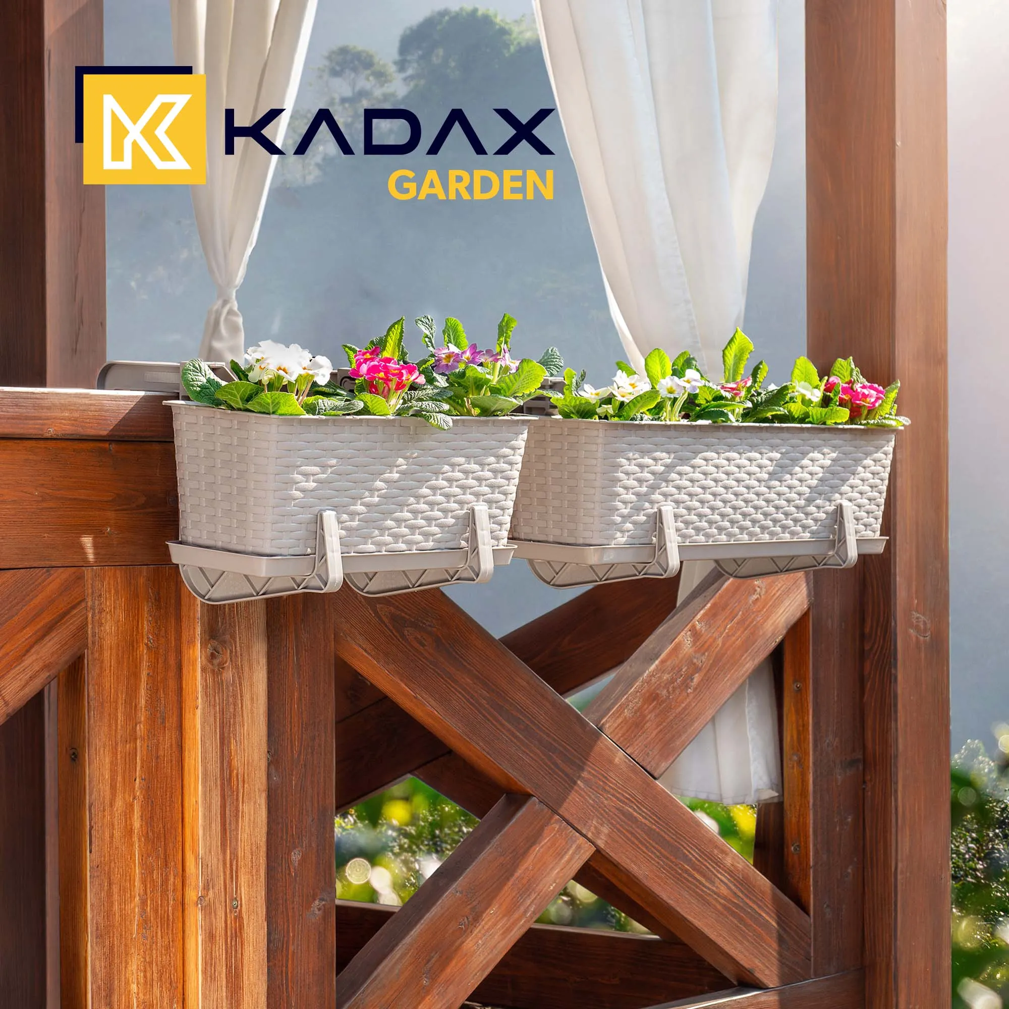 Rotango balkono dėžė su rankenomis Castro karamelė 40 cm