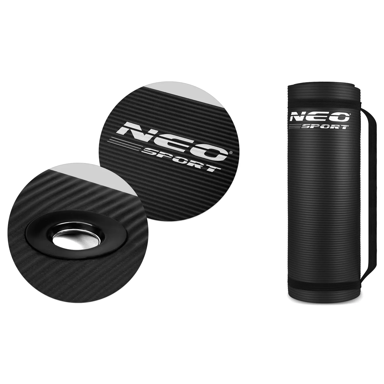 Mankštos kilimėlis su skylėmis, storas, 183 x 60 cm, Neo-Sport - 192000, juodas - nuotrauka 1