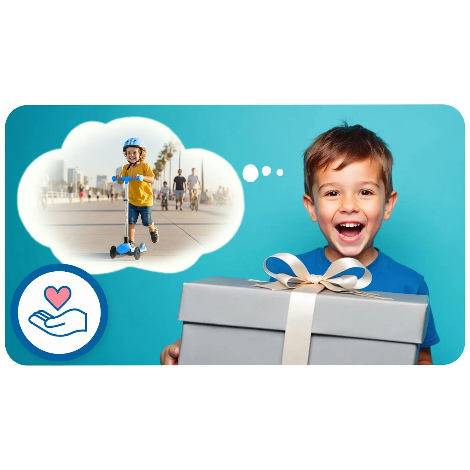 „Ricokids Jelly“ triratis balansinis paspirtukas vaikams, šviečiantis tamsoje – mėlynas - nuotrauka 1