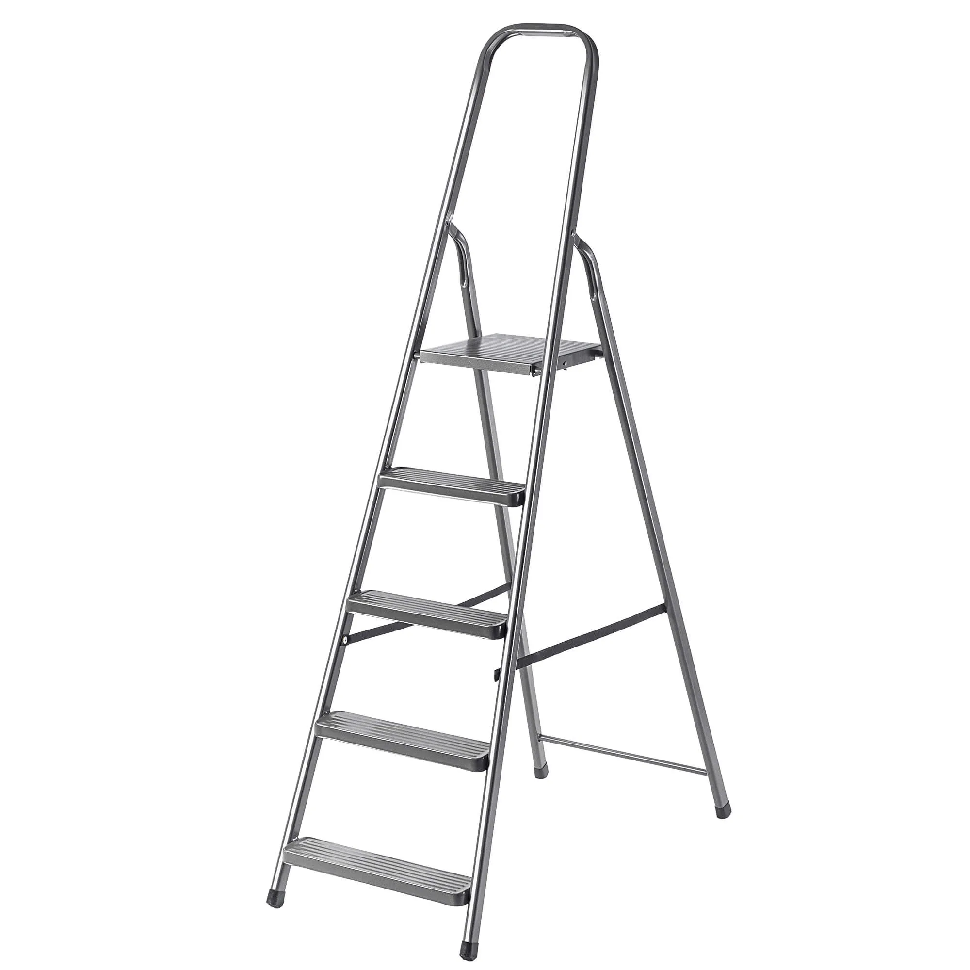 Plieninės kopėčios su platforma Ceriana 5 pakopų 125 kg