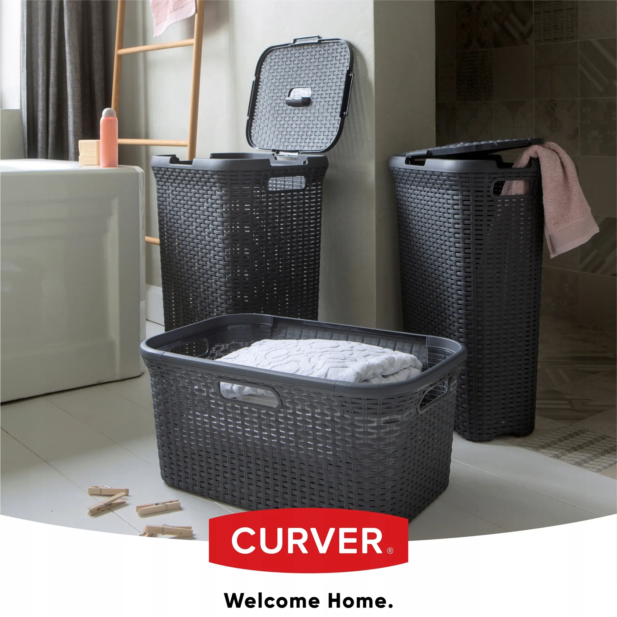 Curver Natural Style 40 l tamsiai pilka šiukšliadėžė su dangčiu