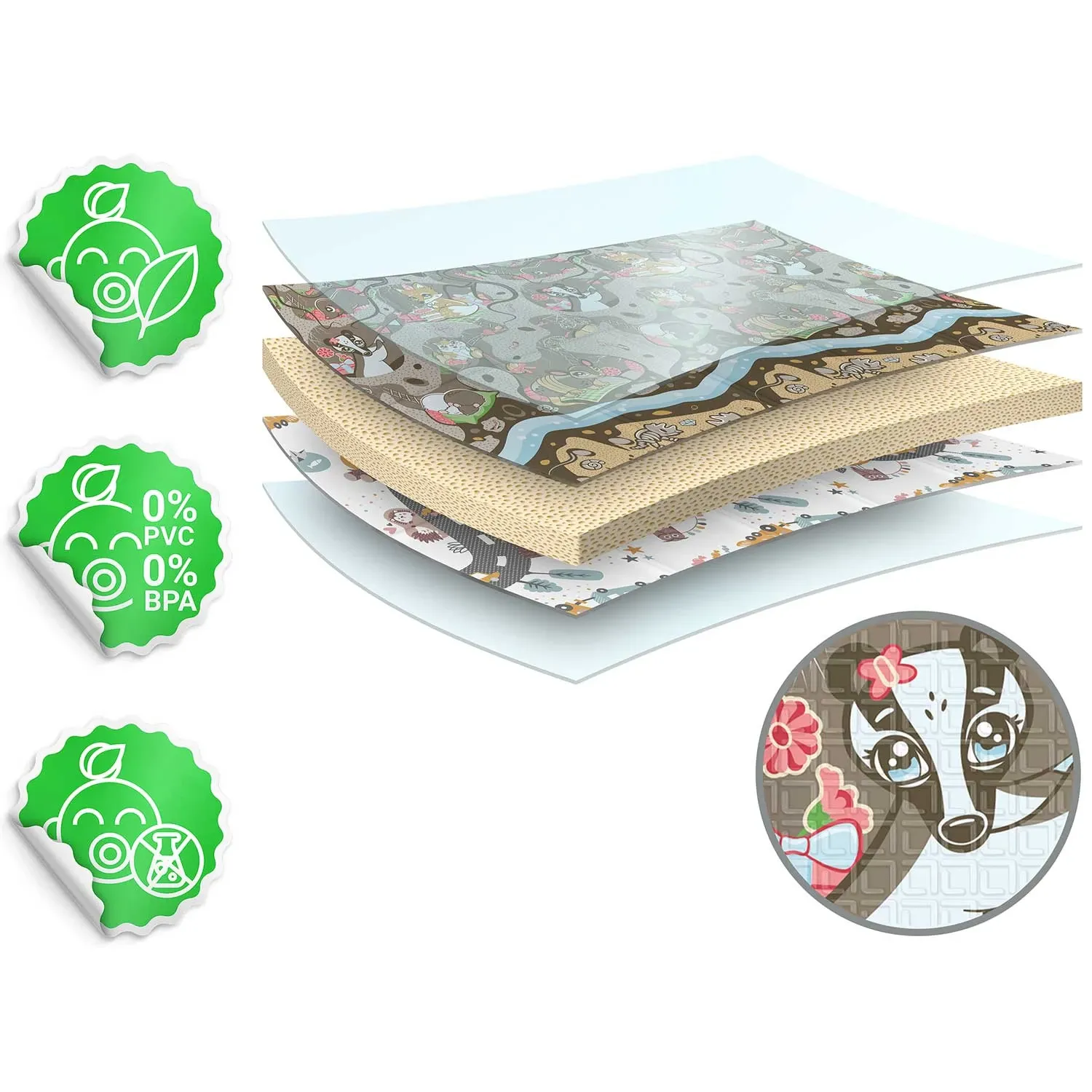 Sulankstomas putplasčio kilimėlis 200 x 180 x 1 cm Nukido NK-340 antžeminis traukinys - nuotrauka 1