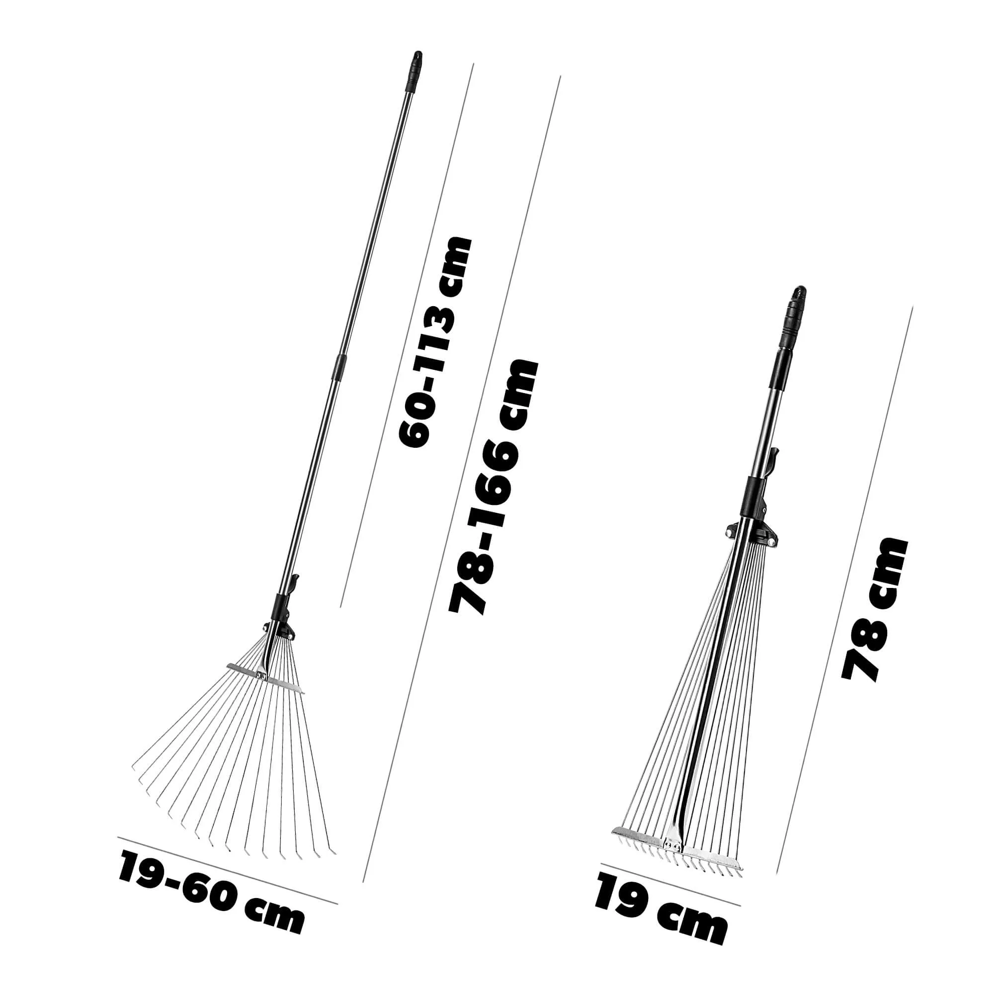 Lapų grėblys 15 dantų 151 cm, sidabrinis