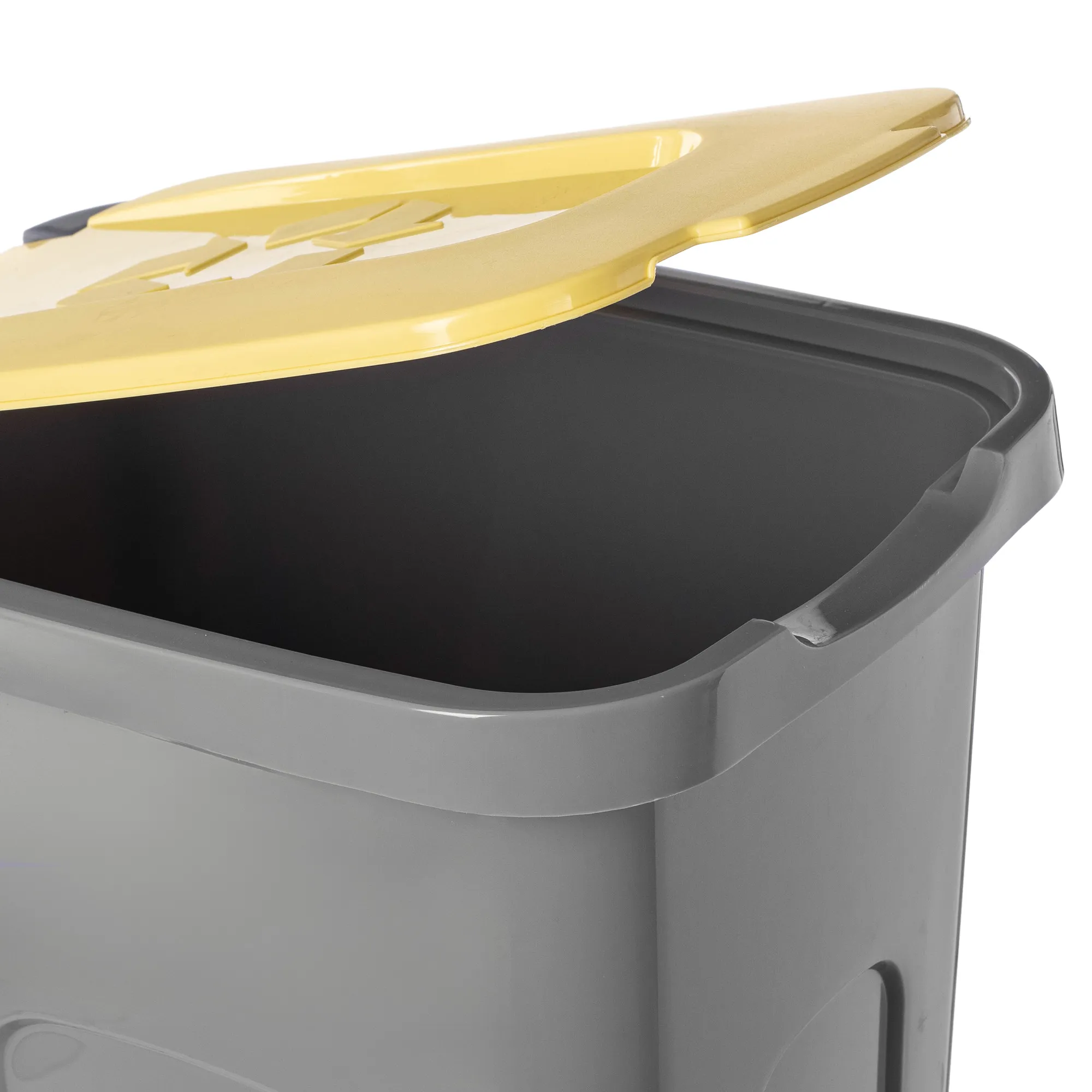 30 litrų šiukšliadėžių rinkinys geltonos, žalios, rudos, mėlynos, juodos spalvos