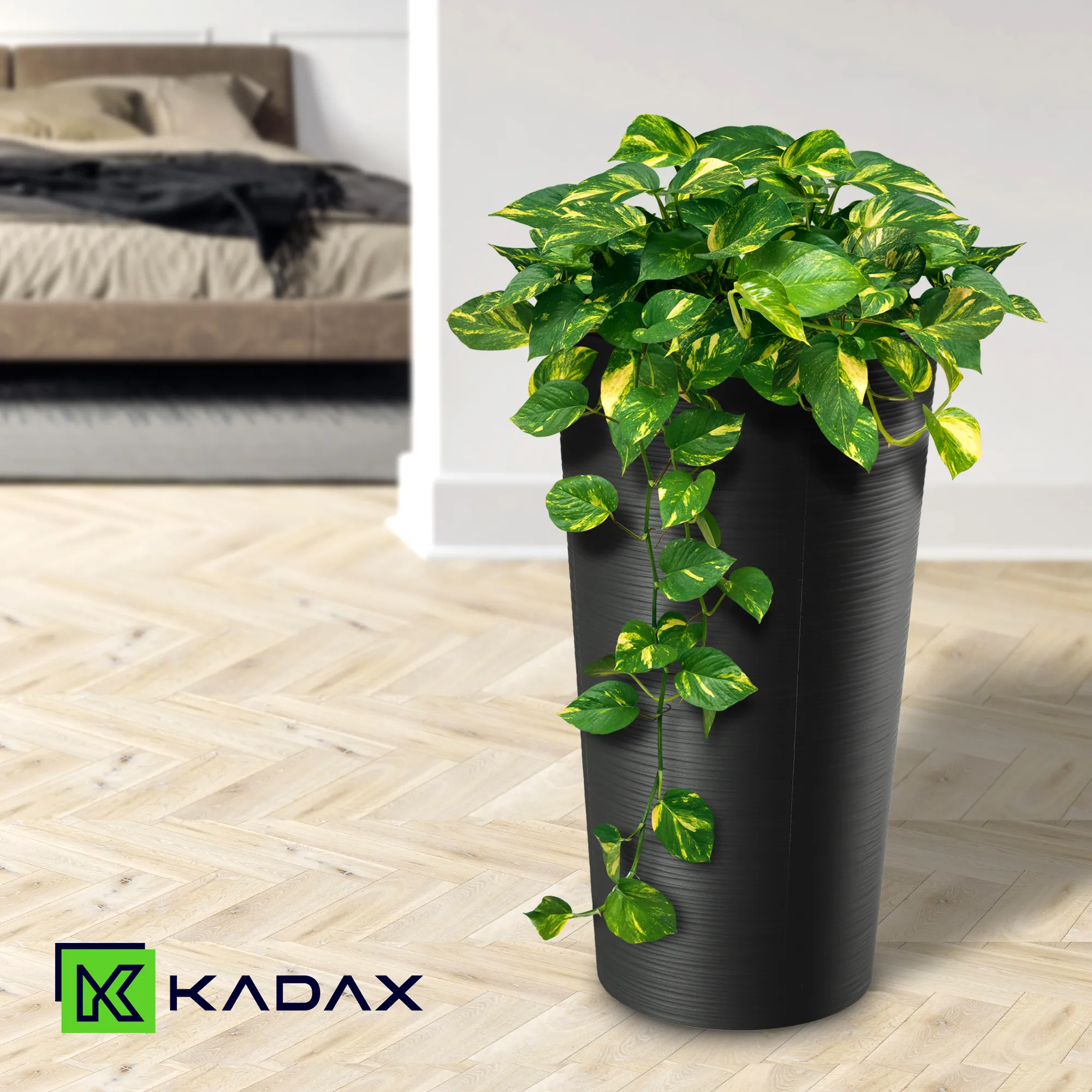 Lotynų Amerikos gėlių vazonai su antracito spalvos įdėklu 19 cm + 25 cm + 30 cm