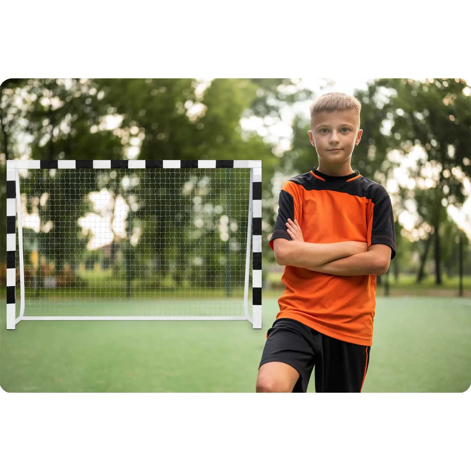 Futbolo vartai 300 x 200 x 120 cm NS-465 juodi ir balti - nuotrauka 1