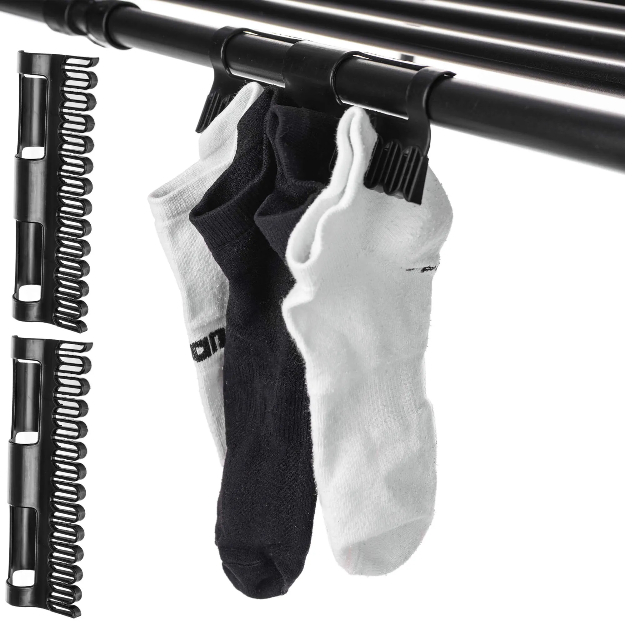 „Aielli“ sulankstoma reguliuojamo dydžio drabužių džiovyklė, 257 cm, juoda