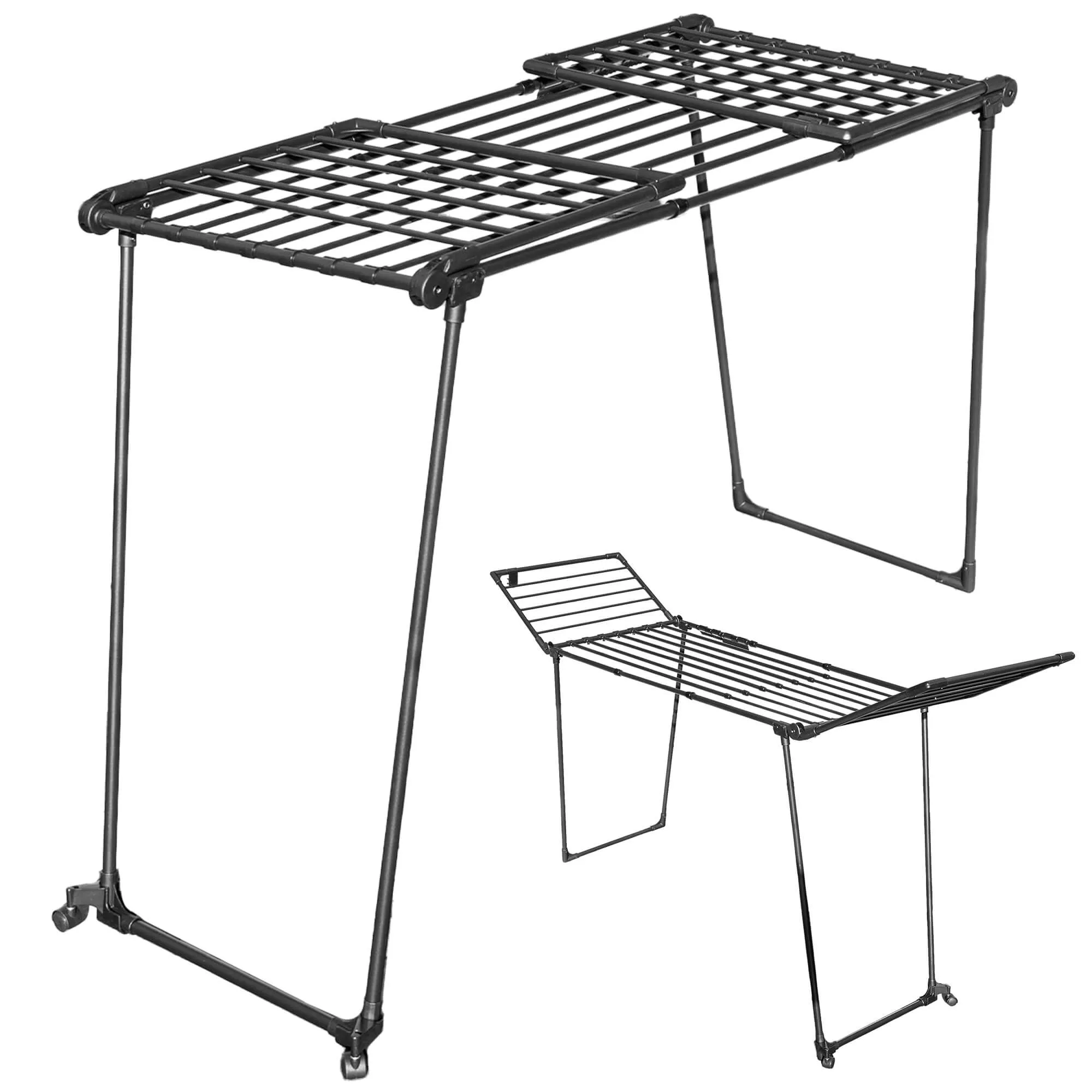 „Aielli“ sulankstoma reguliuojamo dydžio drabužių džiovyklė, 257 cm, juoda