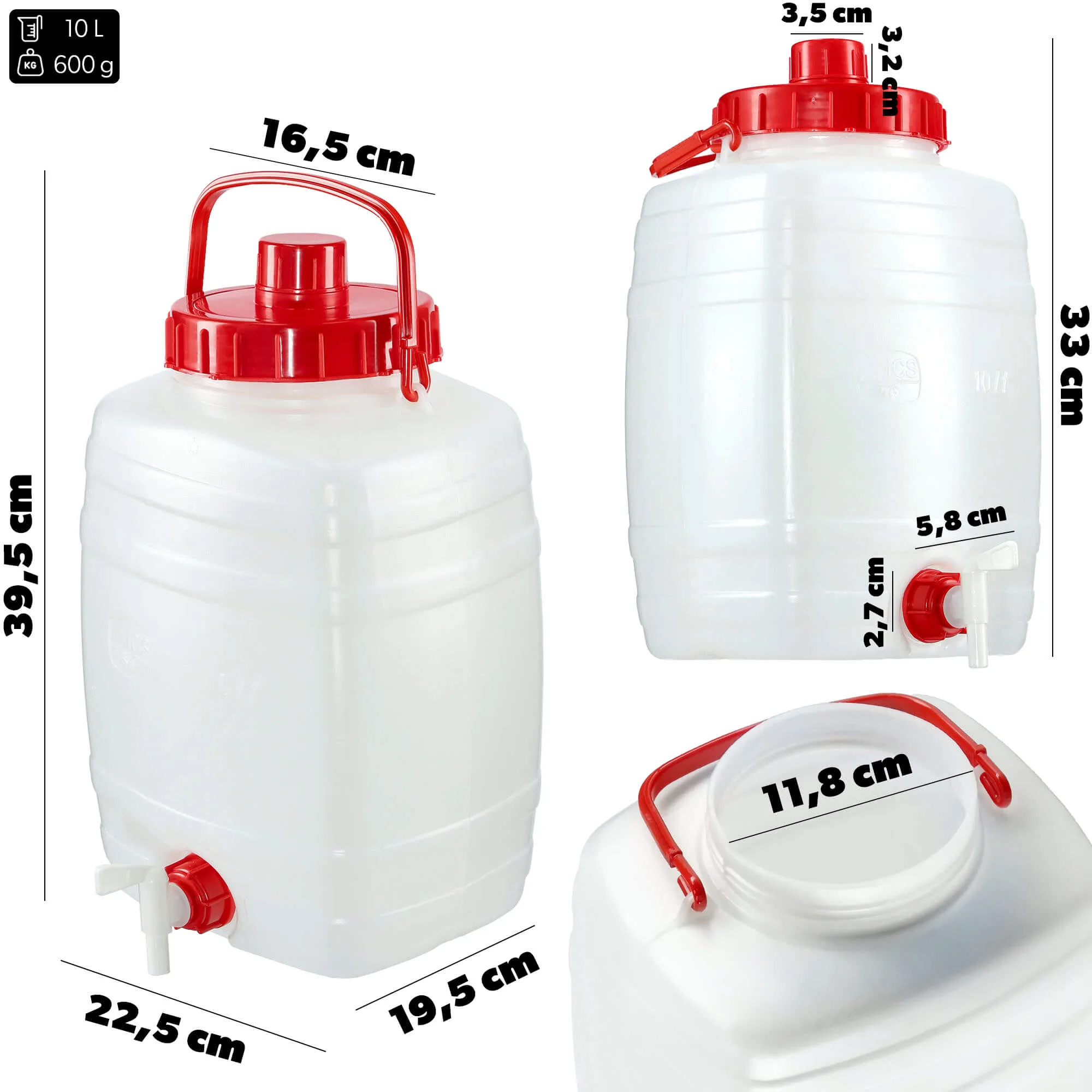 Asele vandens statinė su čiaupu 10 l