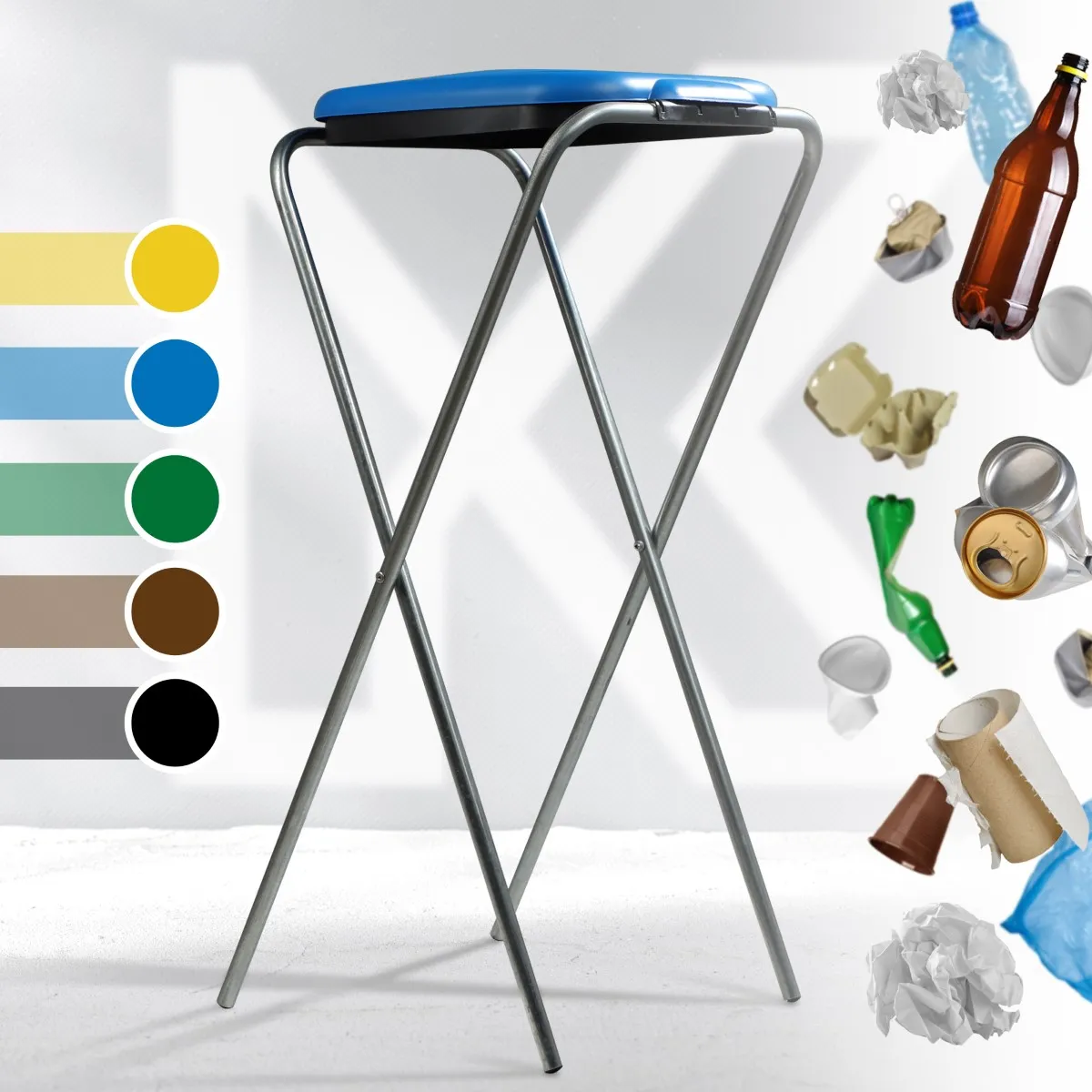 Bakel vienkartinių atliekų rūšiavimo maišų stovas, mėlynas