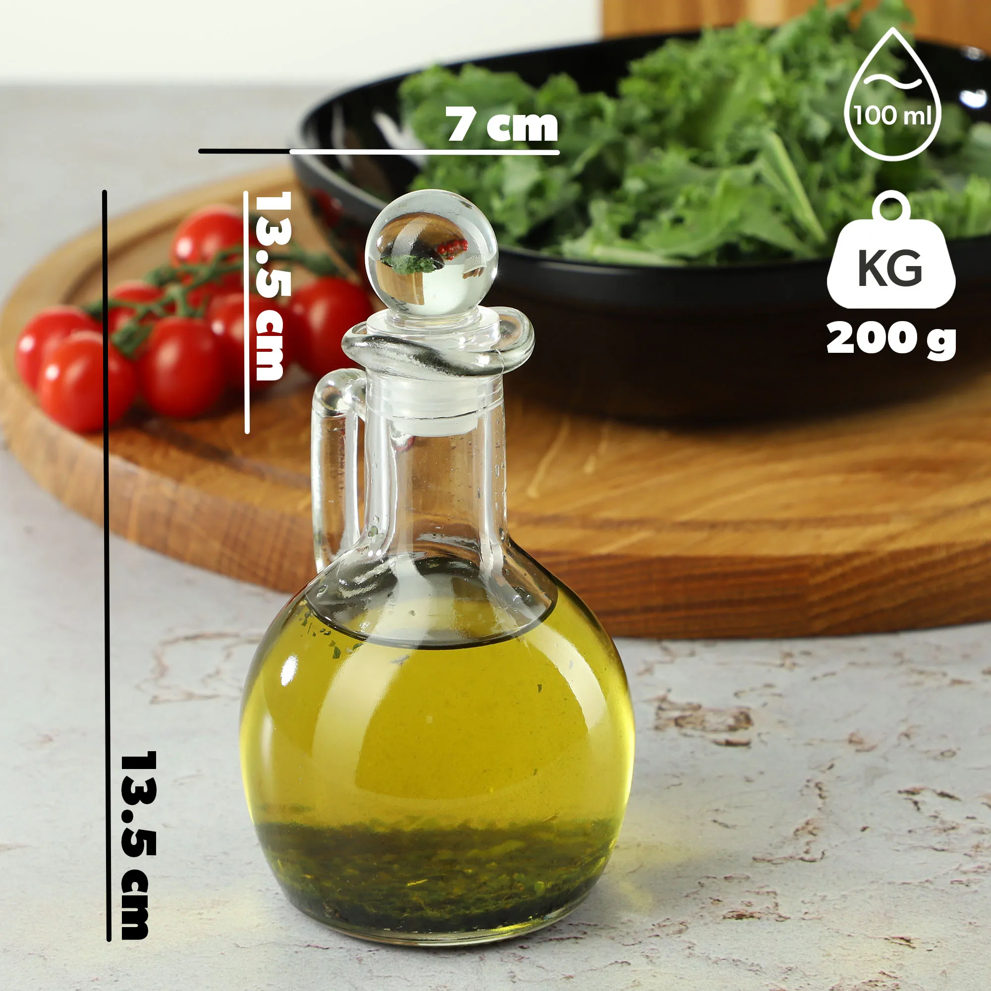 Renaro stiklinis butelis su rankena, 100 ml