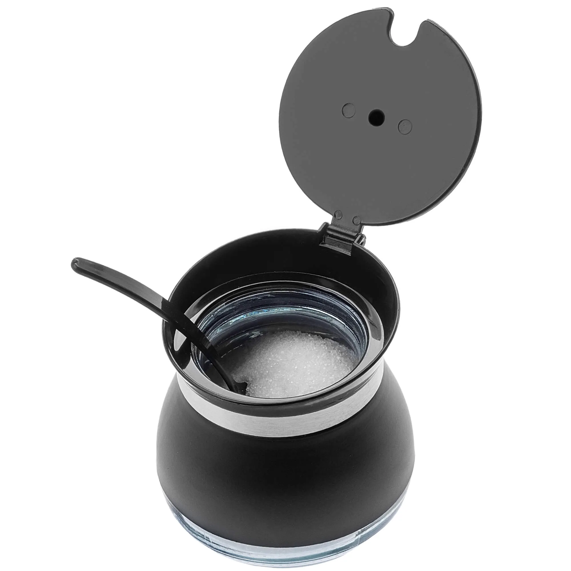 Lerin stiklinė cukrinė su šaukšteliu, 270 ml, juoda