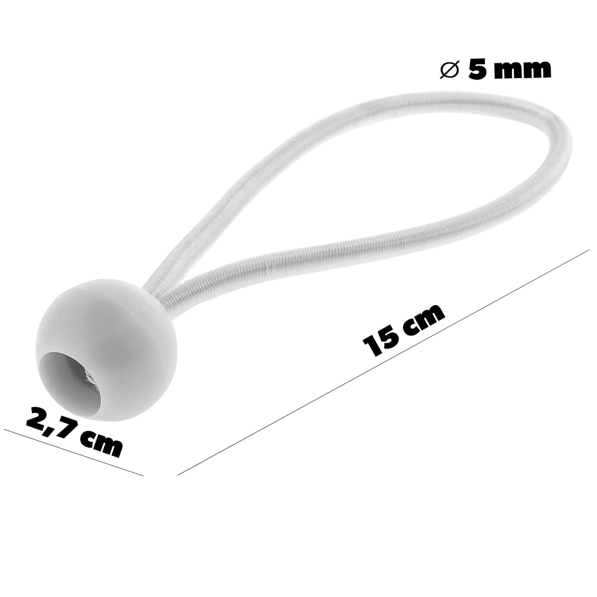 Elastinė guma su kamuoliuku 15 cm, balta