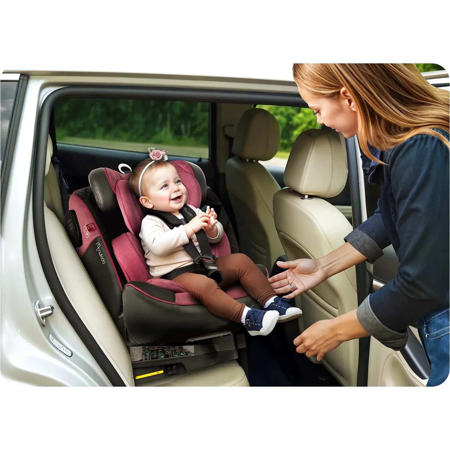 „Nukido Prestige Line“ juodos ir rožinės spalvos automobilinė kėdutė, 0-36 kg, ISOFIX - nuotrauka 1