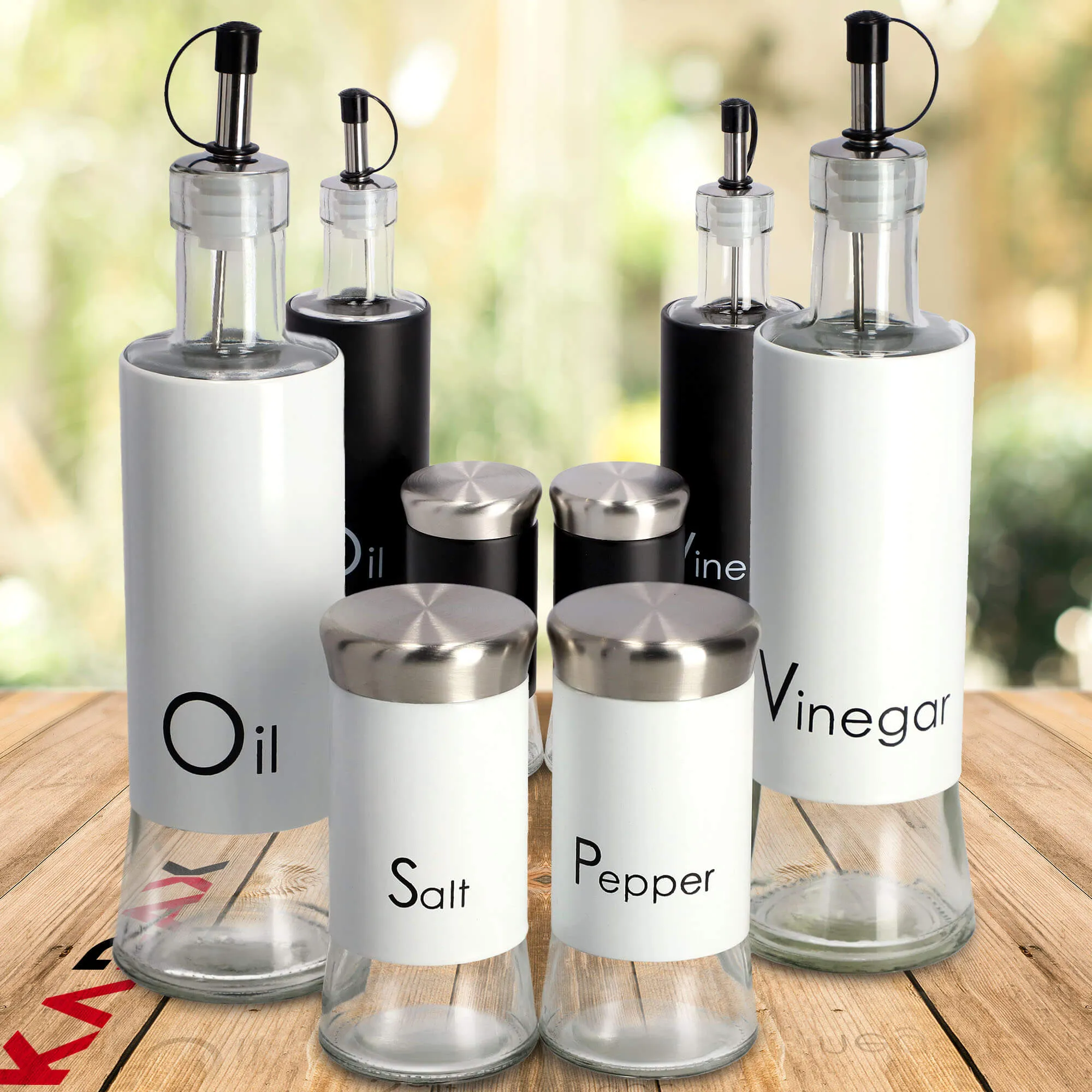 Vats stiklinis alyvuogių aliejaus dozatorius, 280 ml, baltas