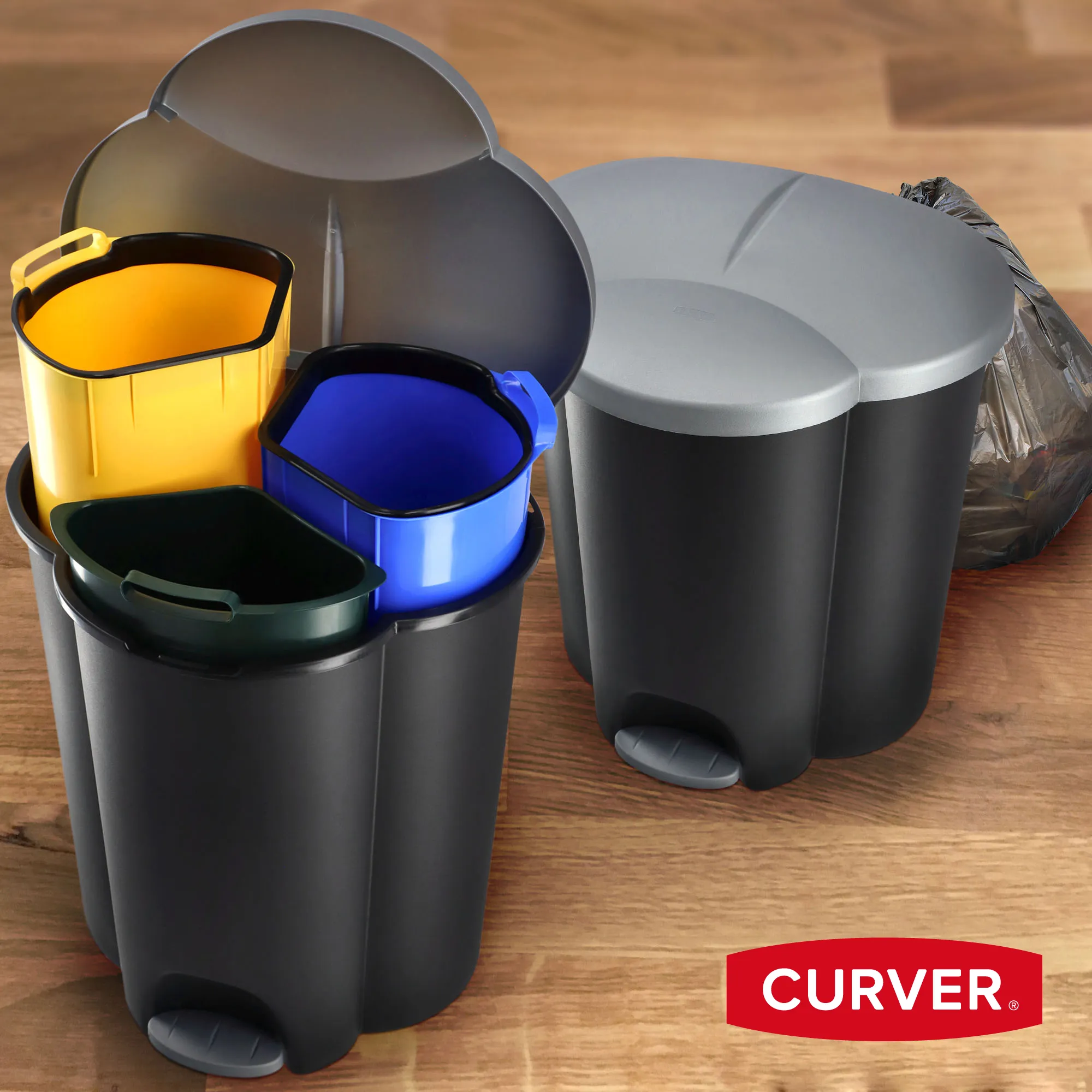 „Curver Trio“ 40 l talpos juoda atliekų rūšiavimo dėžė