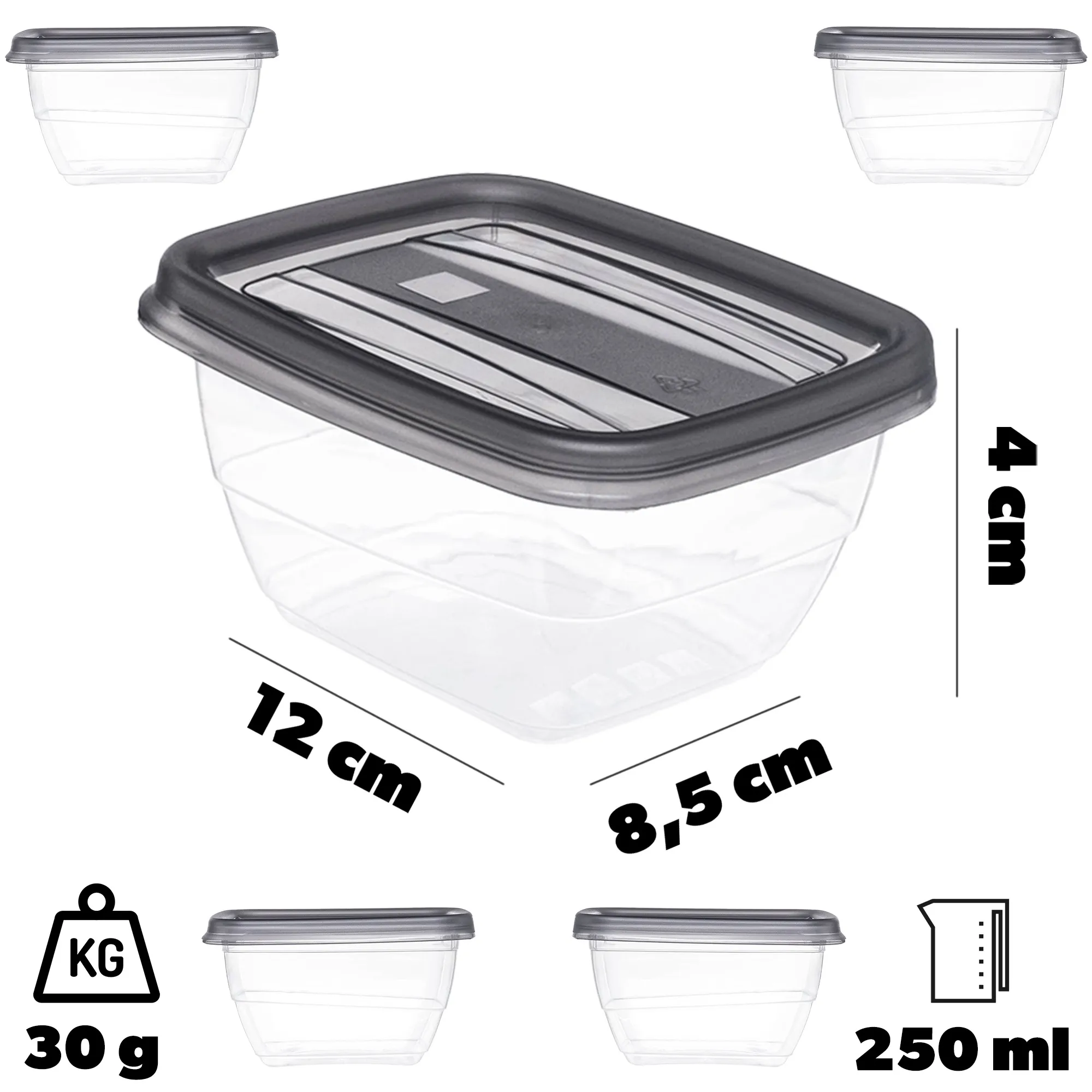 Curver Vedo maisto indas 5 x 0,25 l, pilkas