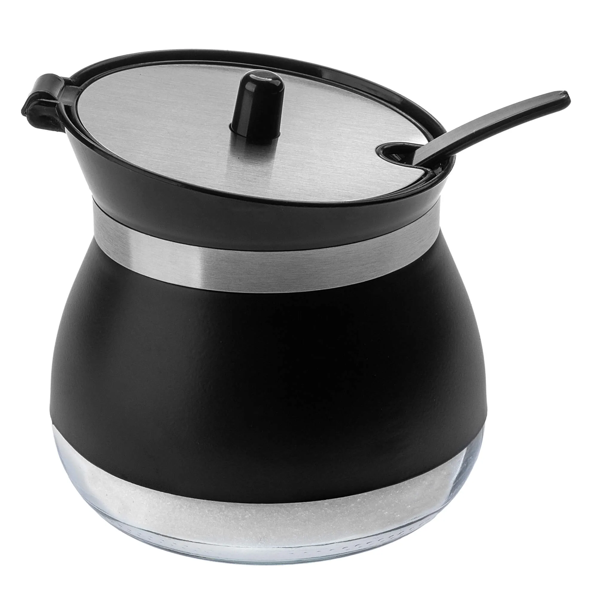 Lerin stiklinė cukrinė su šaukšteliu, 270 ml, juoda