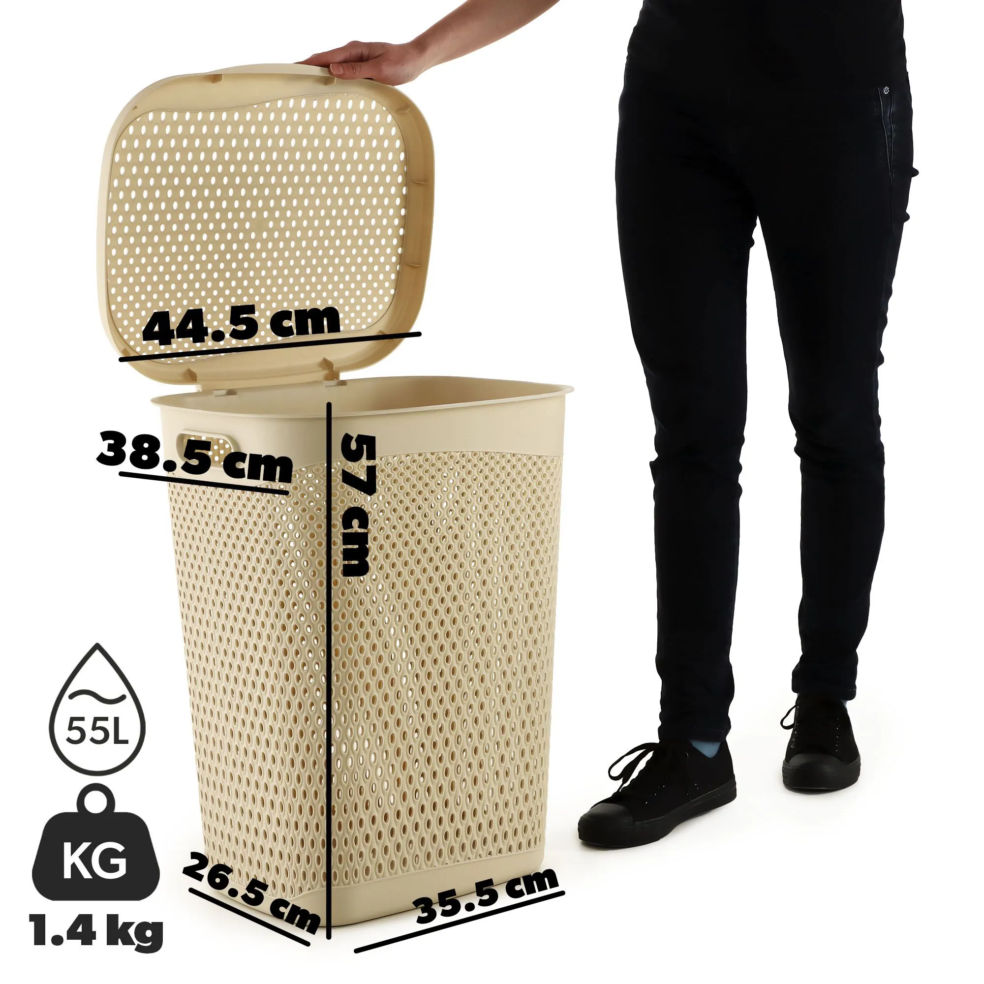 Briec skalbinių krepšys, 55 l, smėlio spalvos