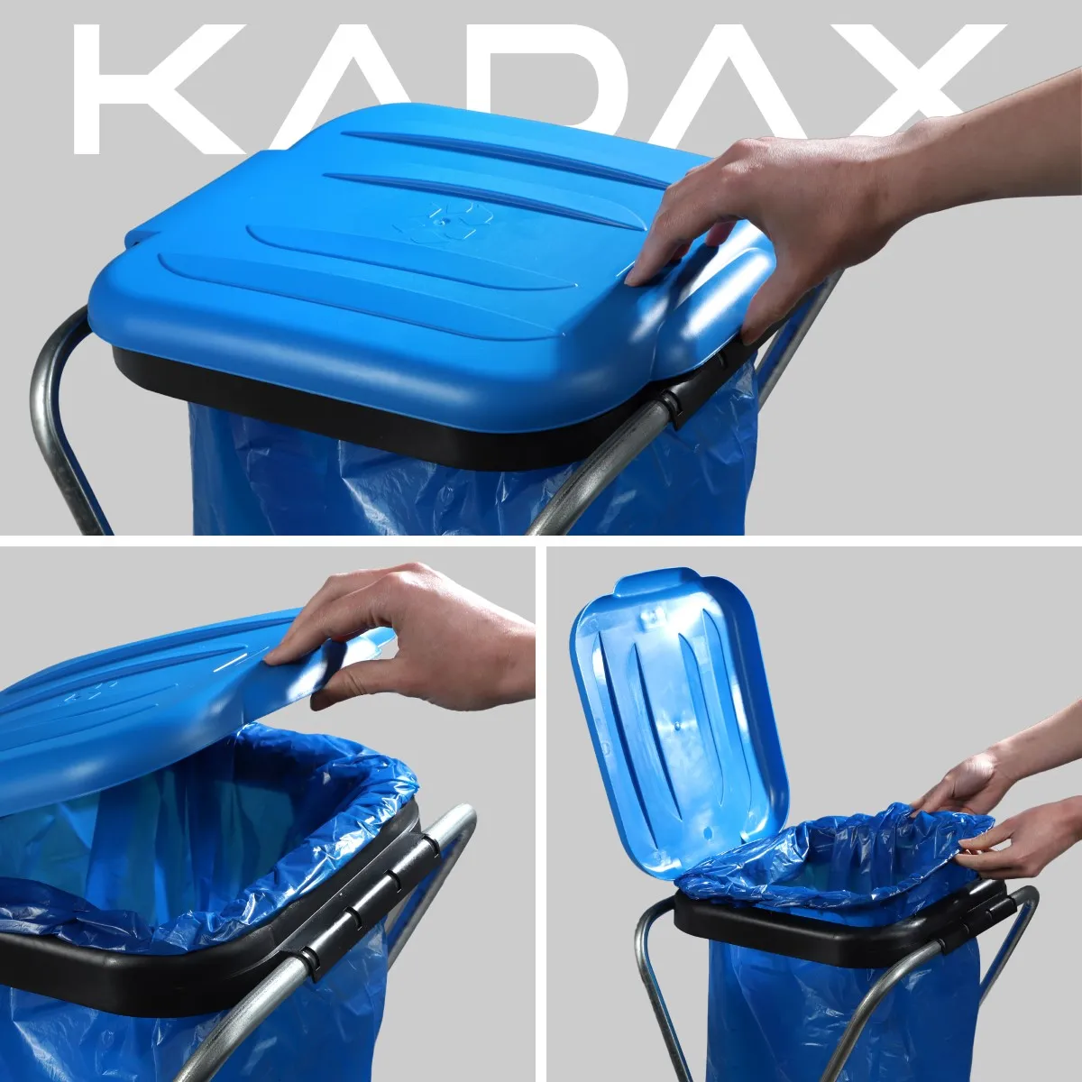 Bakel vienkartinių atliekų rūšiavimo maišų stovas, mėlynas