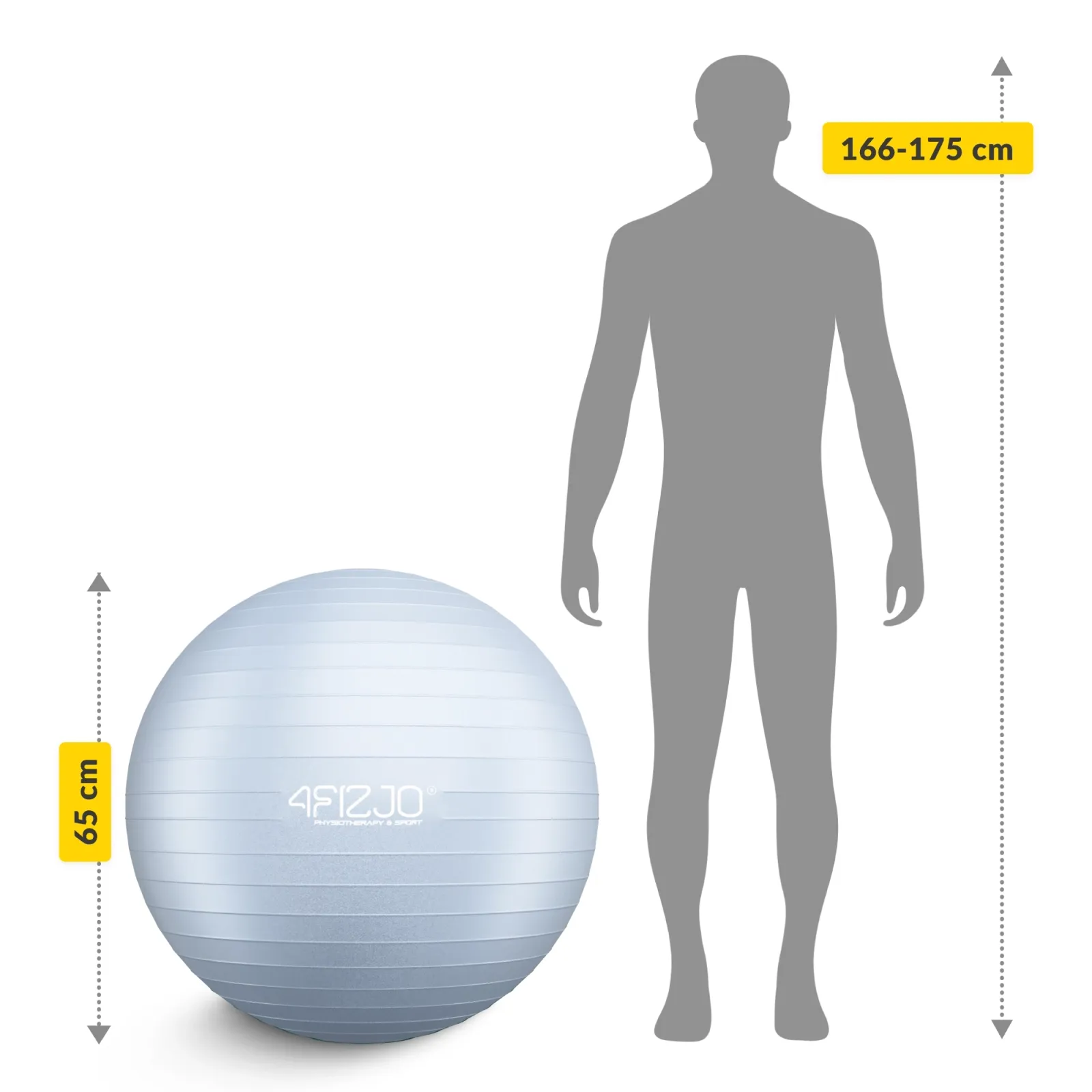 Pripučiamas gimnastikos kamuolys 75 cm pilkas