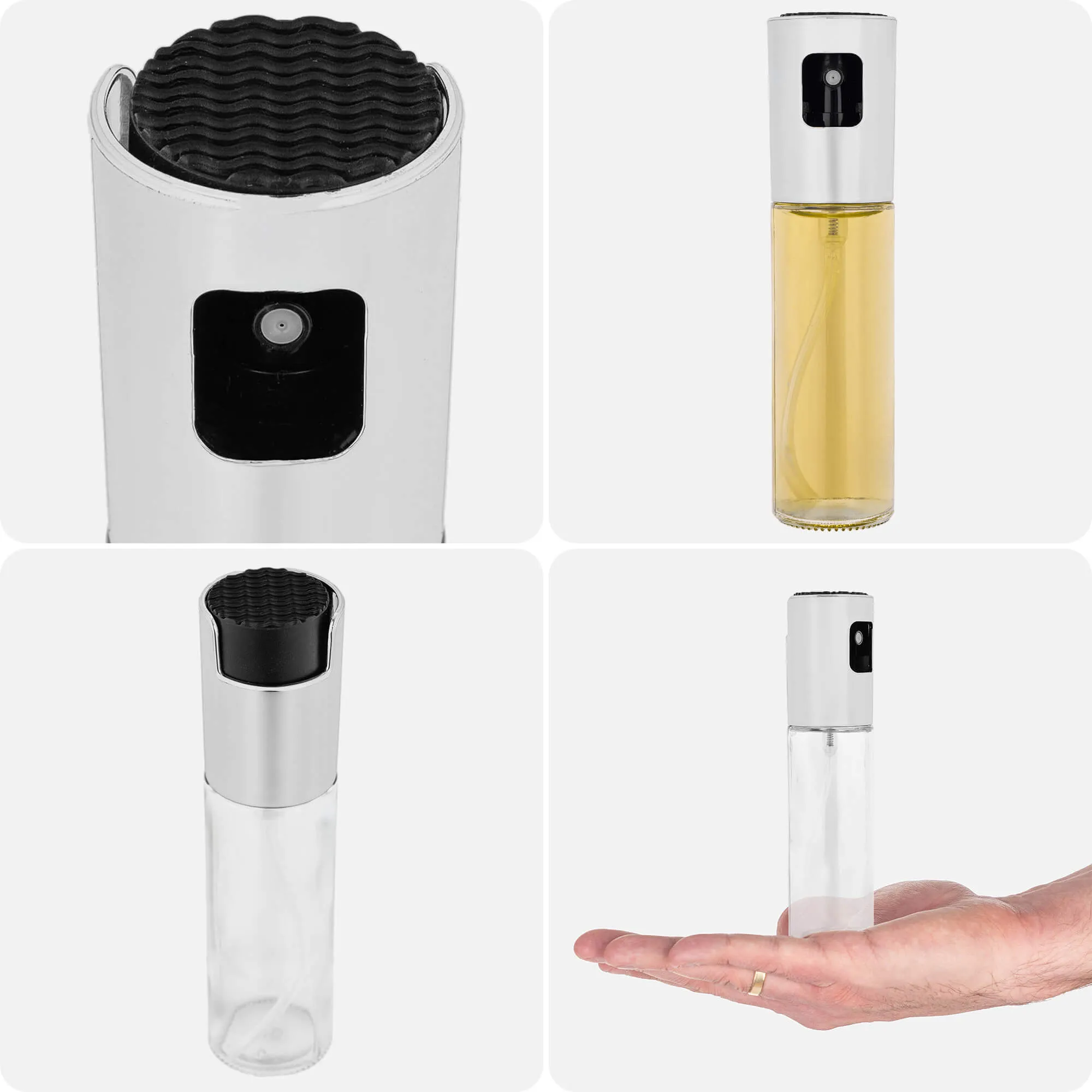 Zevio alyvuogių aliejaus purkštuvas 100 ml sidabrinis