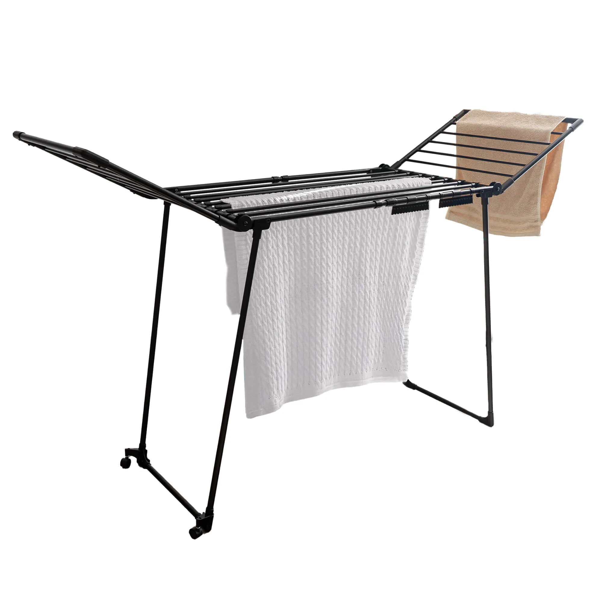 „Aielli“ sulankstoma reguliuojamo dydžio drabužių džiovyklė, 257 cm, juoda