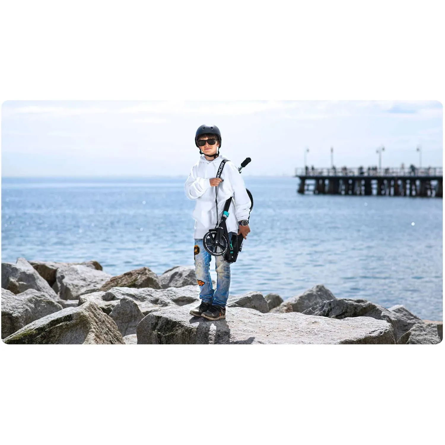 Soke City paspirtukas, juodas ir turkio spalvos - nuotrauka 1