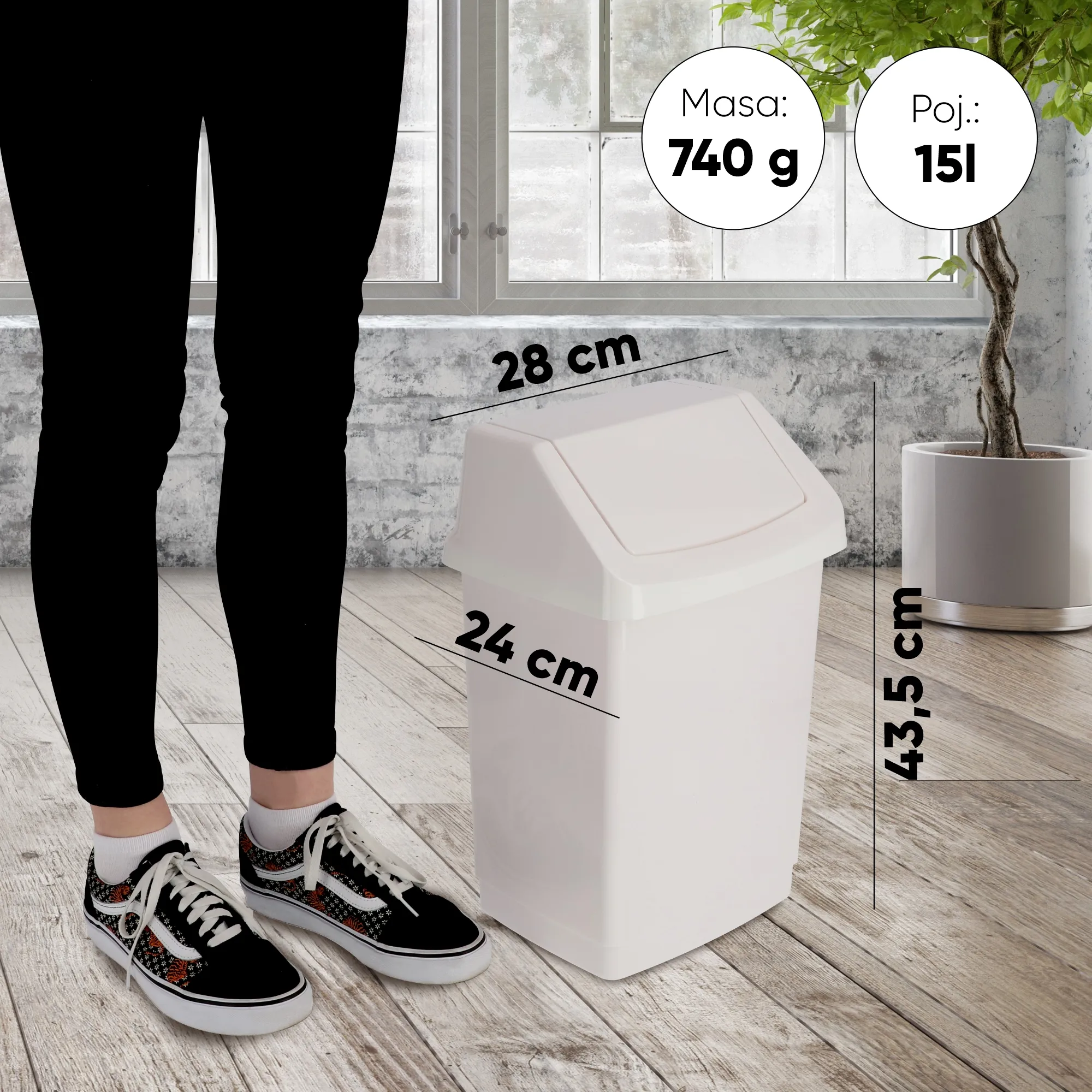 Curver Click-IT šiukšliadėžė 15 l, balta