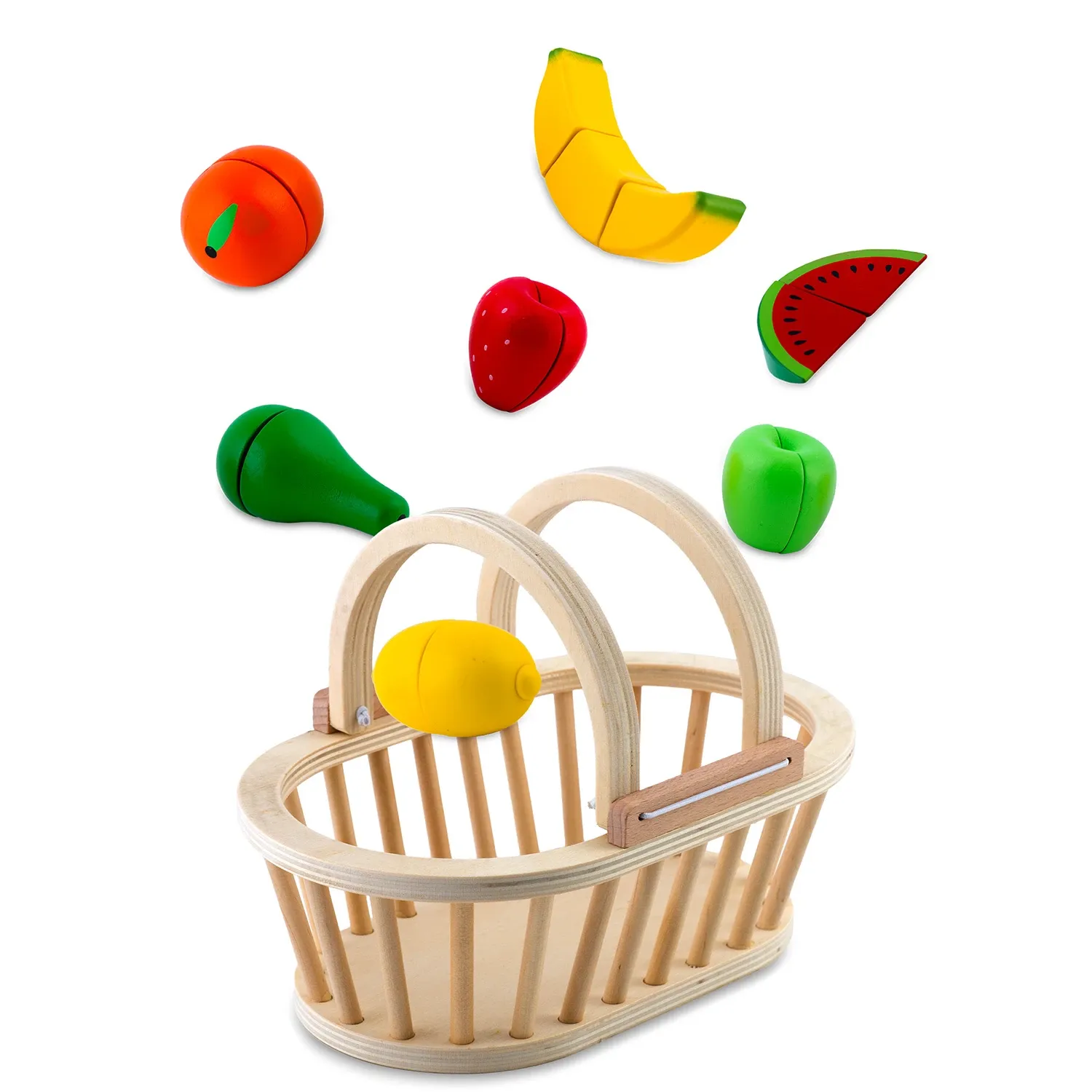 Medinis žaislų krepšelis su vaisiais pjaustymui, 9 vnt. RK-870 Ricokids - nuotrauka 1