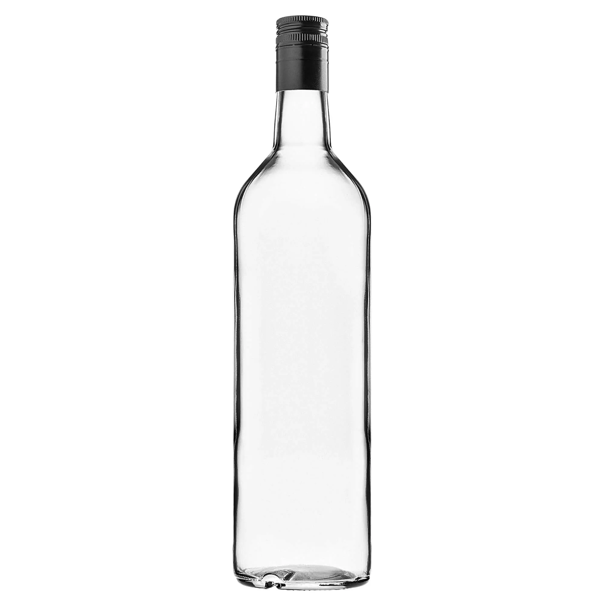 Monopol stikliniai buteliai 1000 ml su ilgu juodu dangteliu, 40 vnt.